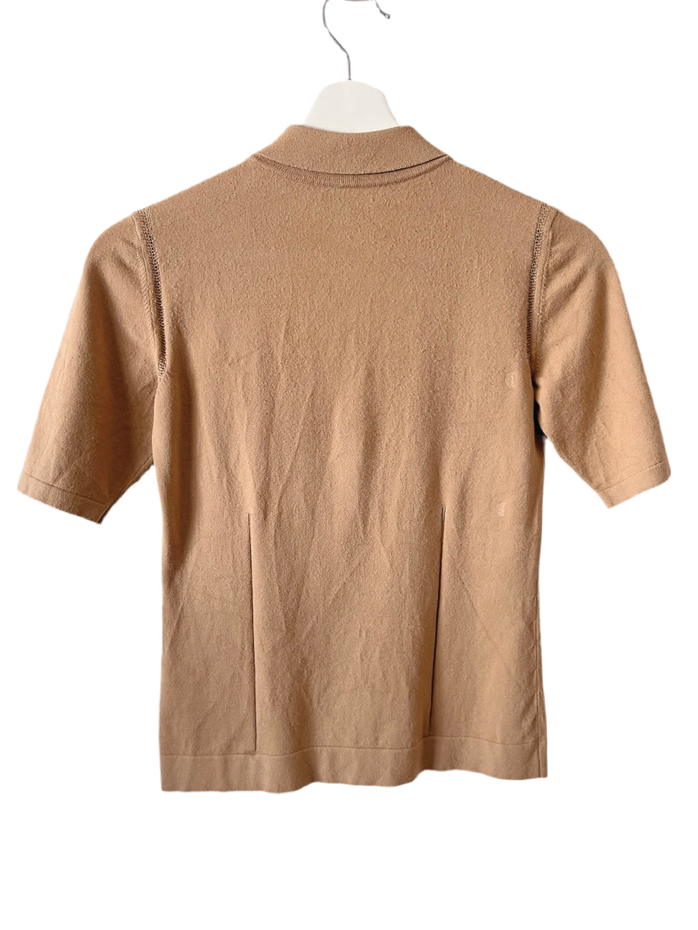 Max Mara light brown knit polo shirt