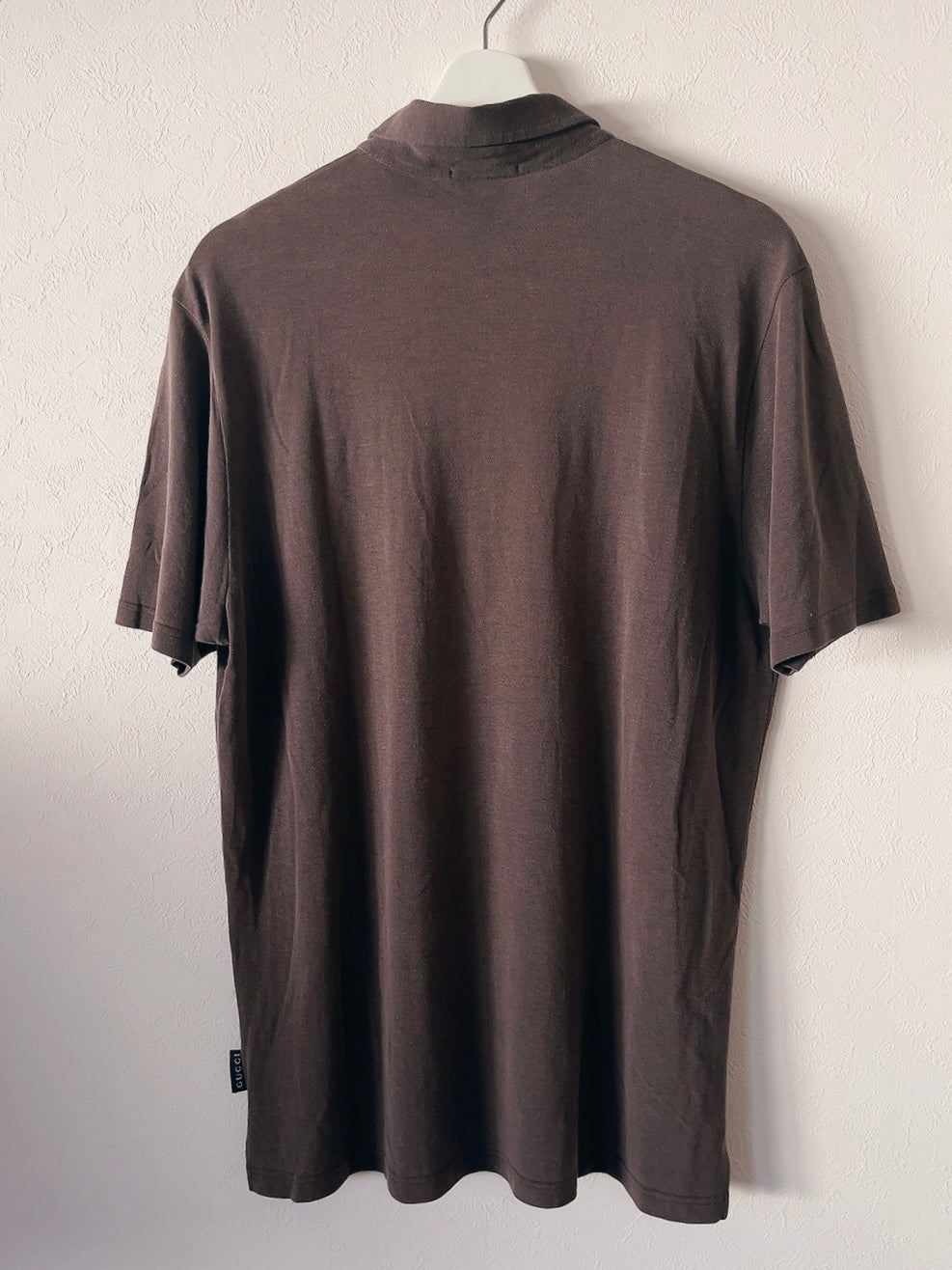 old GUCCI dark brown zip-up polo shirt