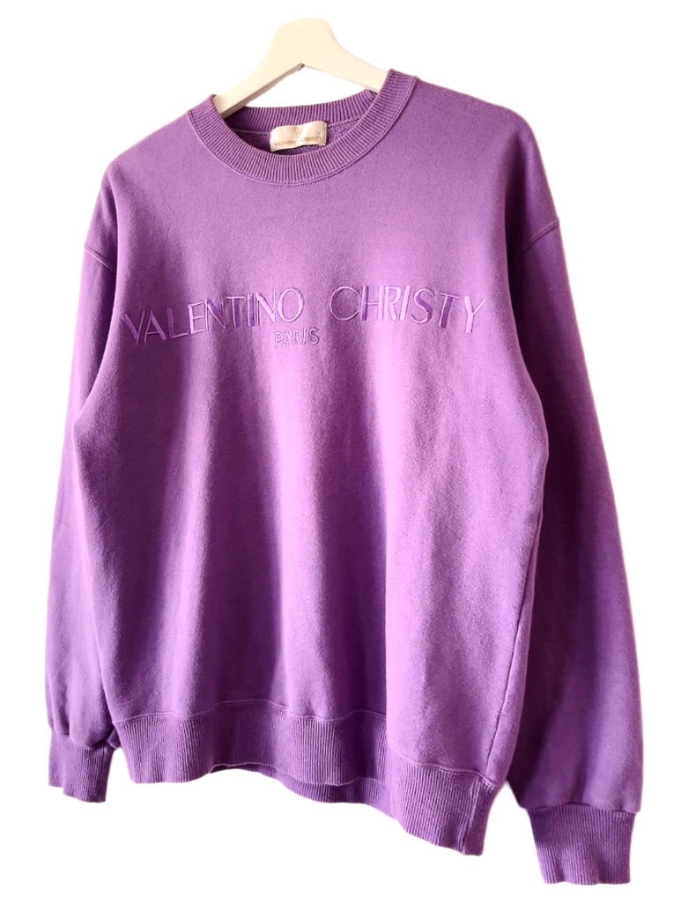 80's vintage logo embroidery purple sweatshirt