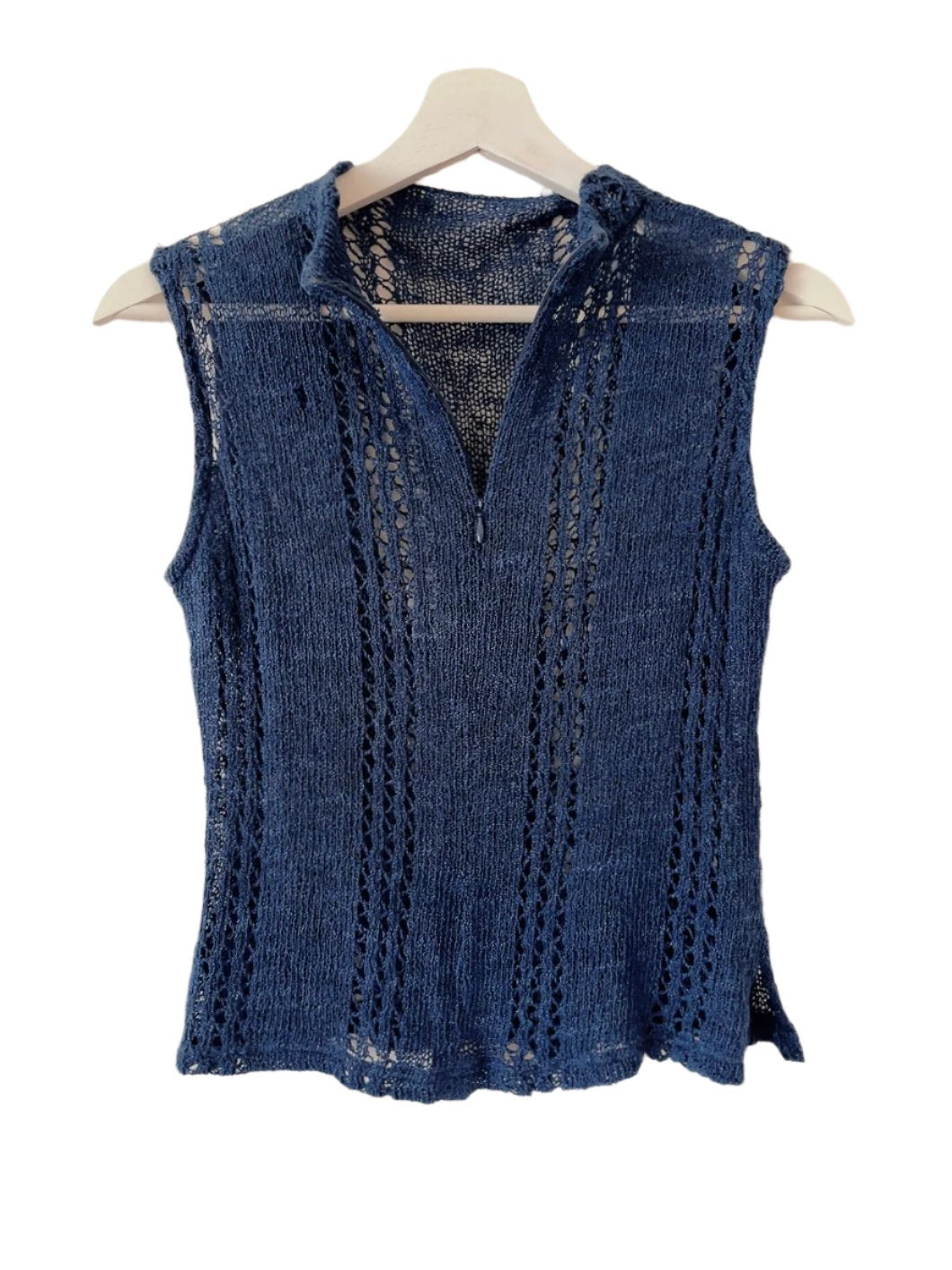 vintage linen navy knit tank top