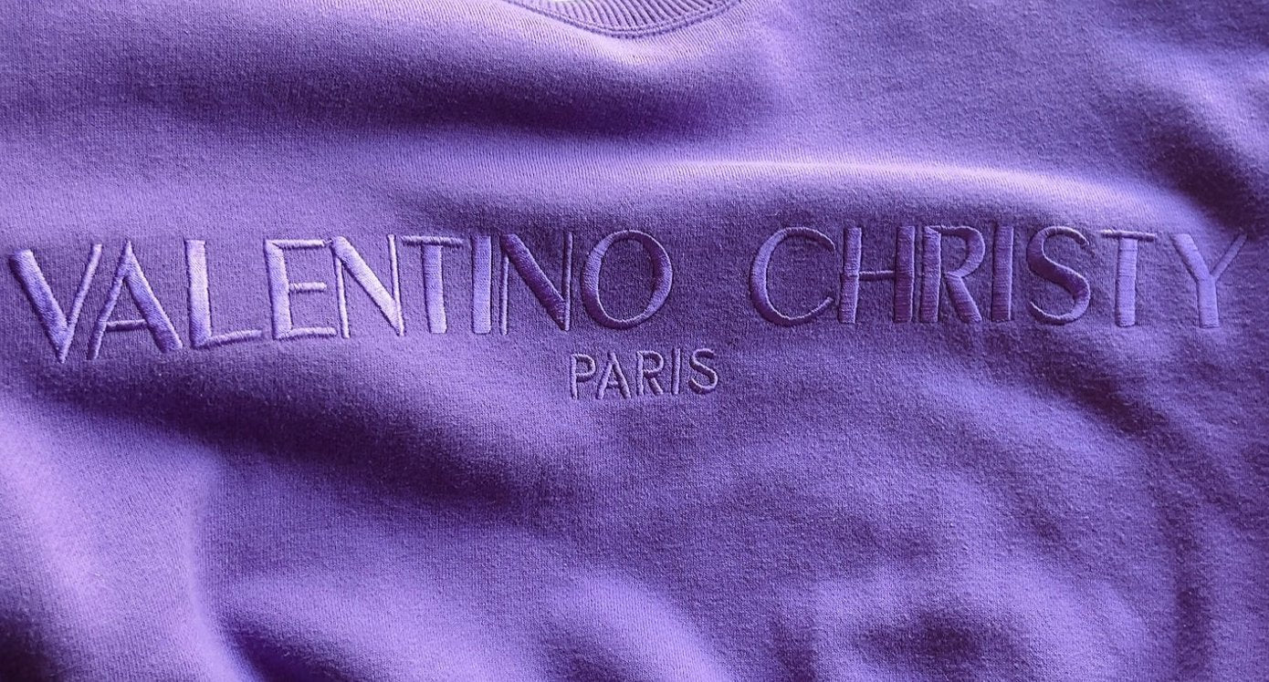 80's vintage logo embroidery purple sweatshirt