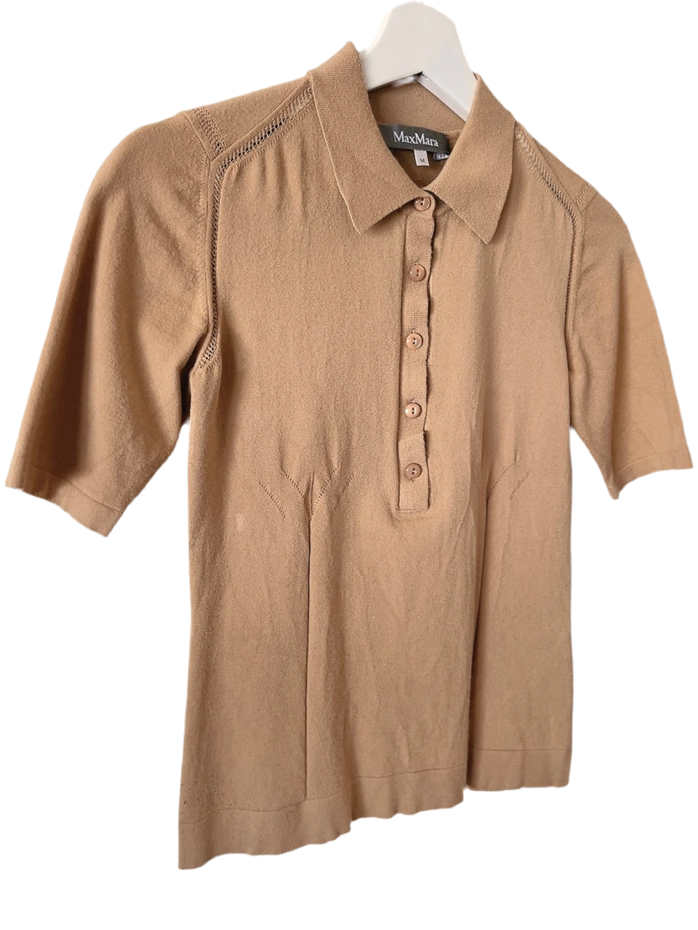 Max Mara light brown knit polo shirt