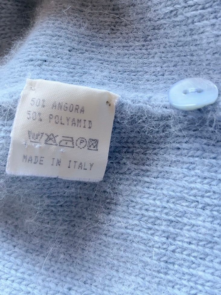 Italy made sky blue Angora mix cardigan