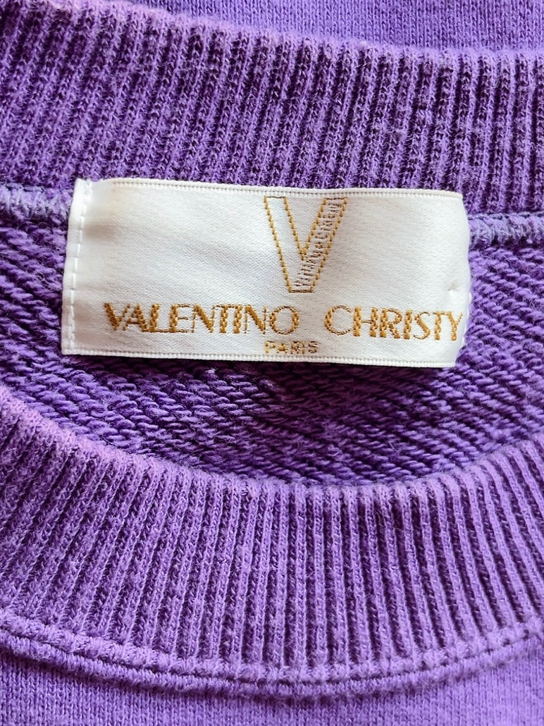 80's vintage logo embroidery purple sweatshirt