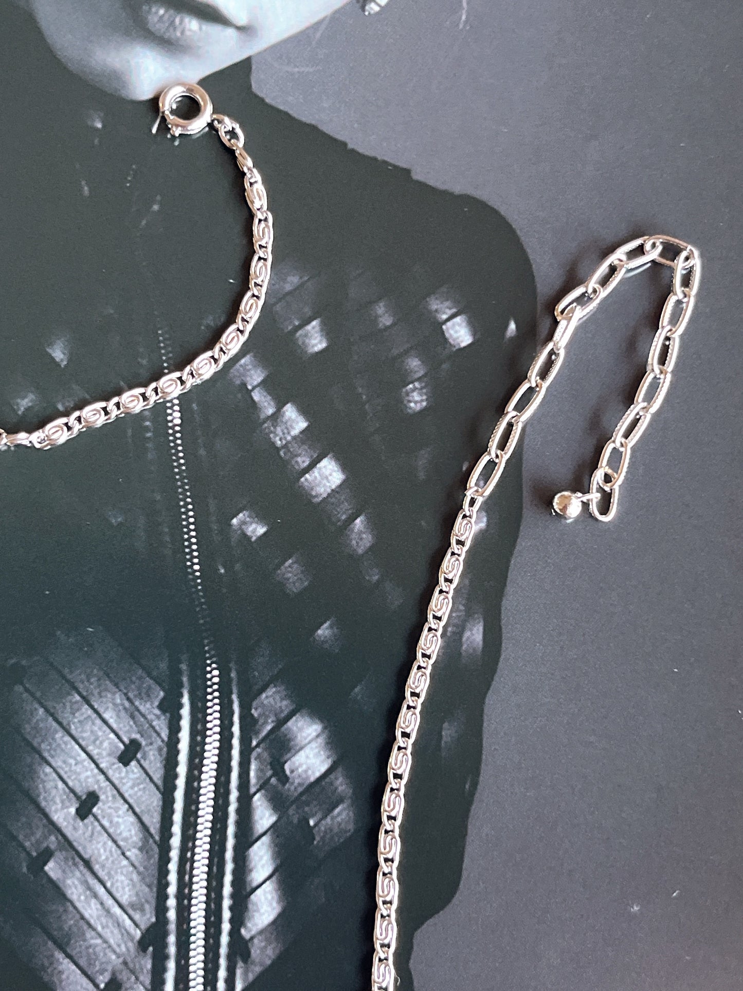 vintage silver tone layered necklace