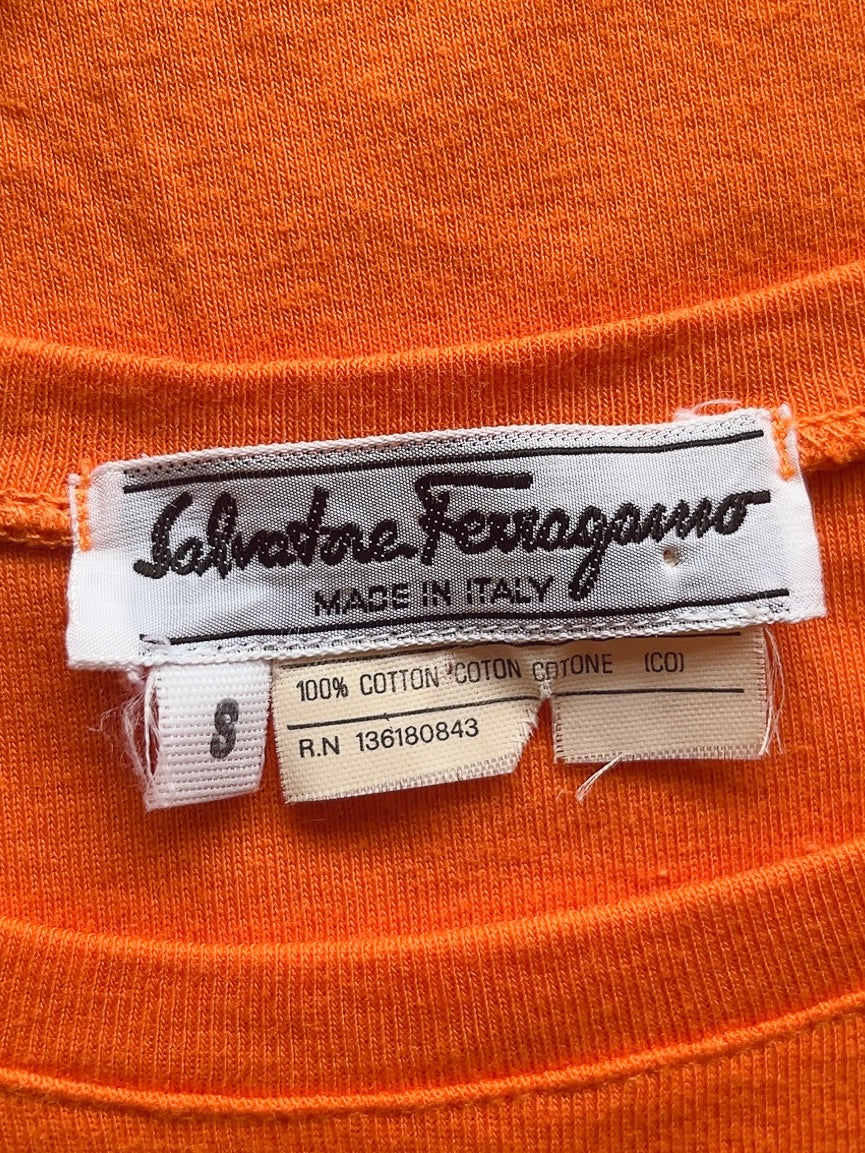 Salvatore Ferragamo shoe embroidery orange tank top