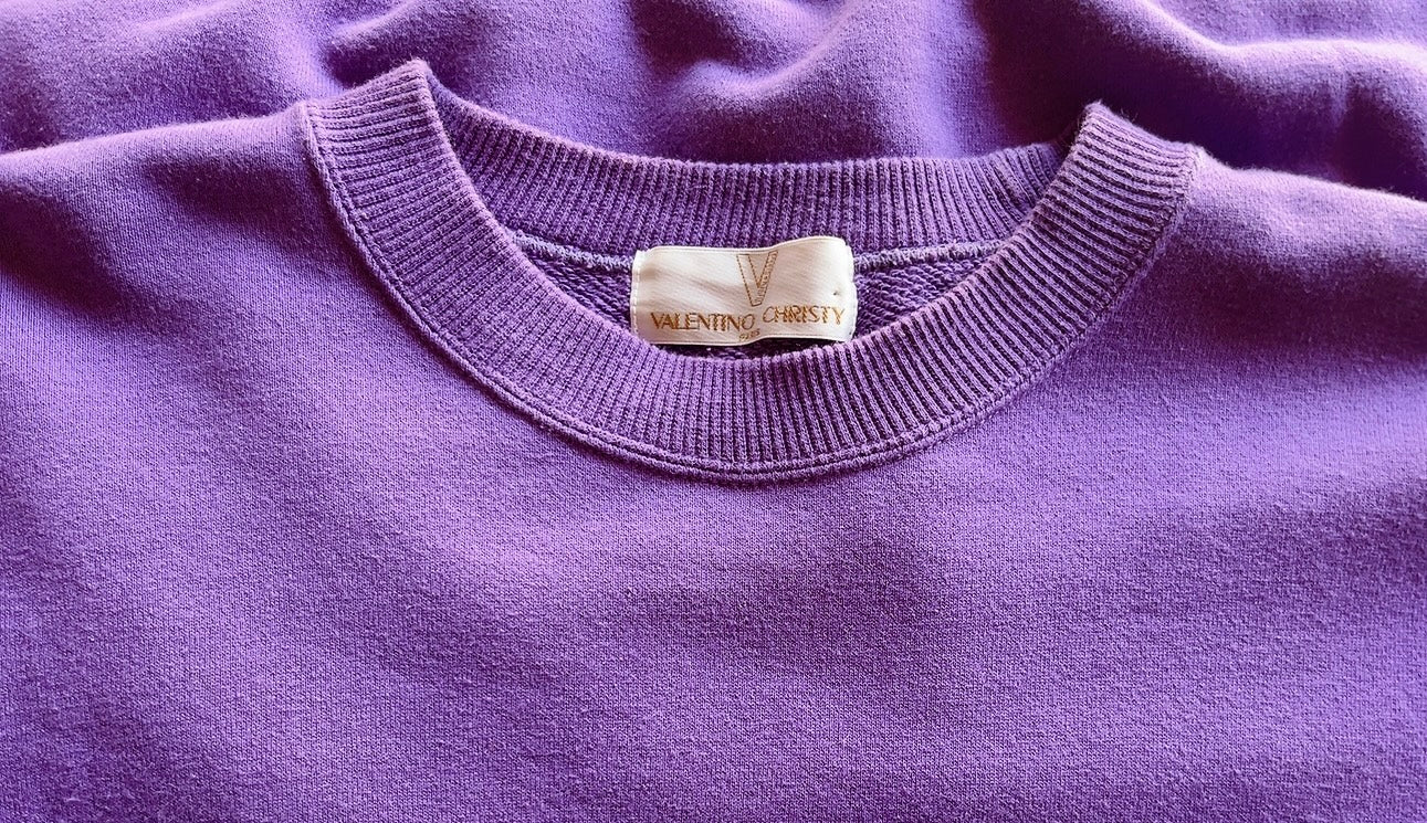 80's vintage logo embroidery purple sweatshirt