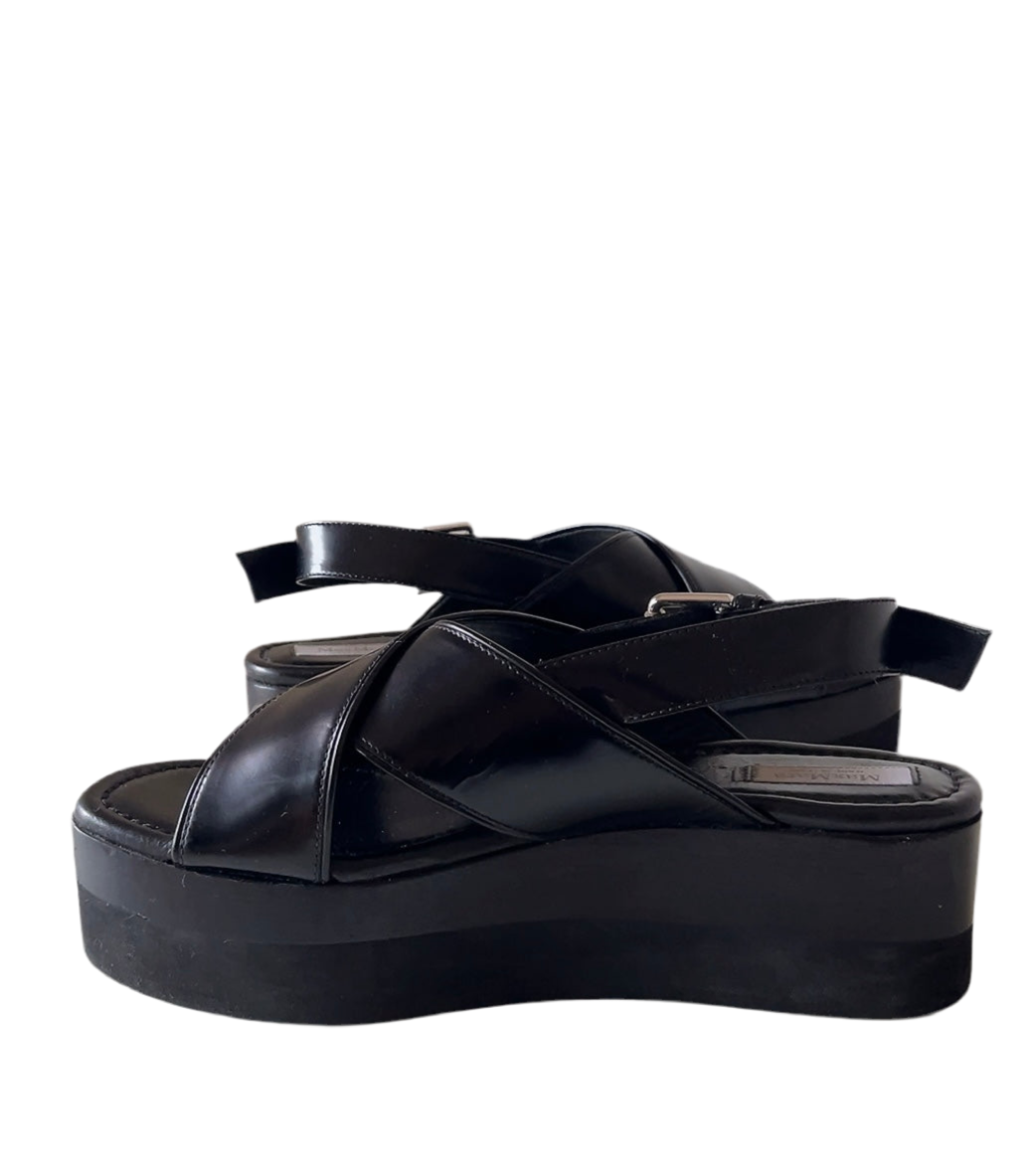 Max Mara black leather sandals