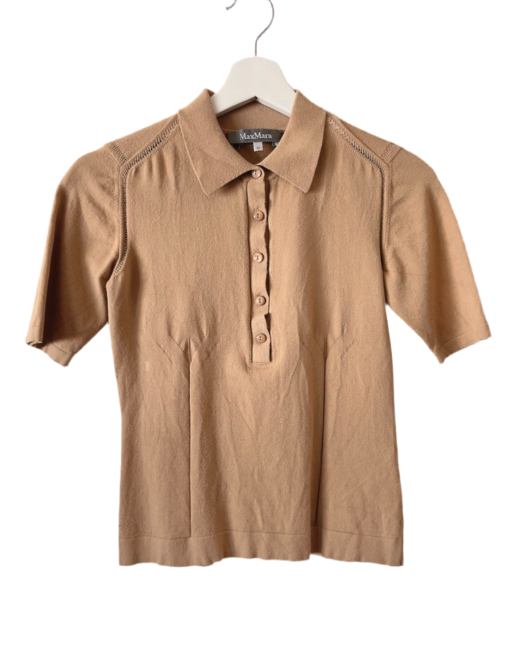 Max Mara light brown knit polo shirt
