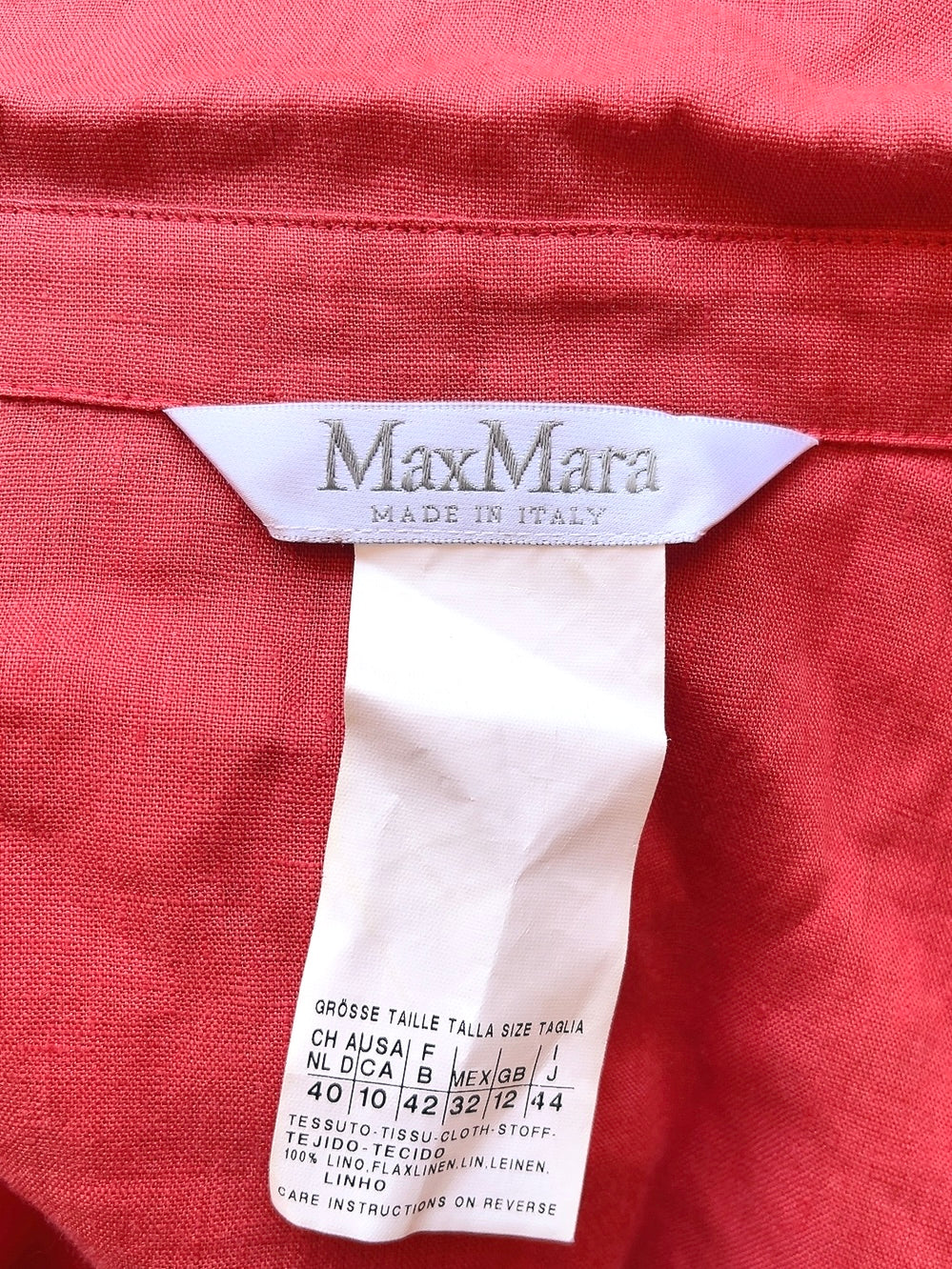 Max Mara vintage red linen sleeve less shirts tank top