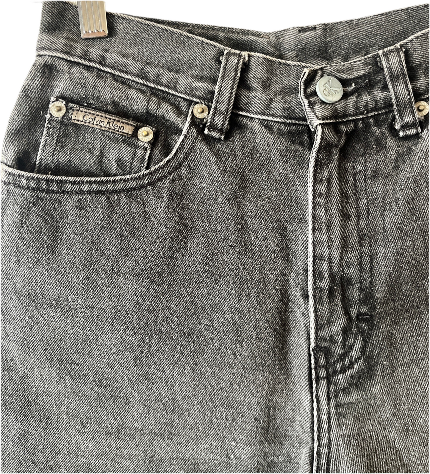 CK black denim shorts