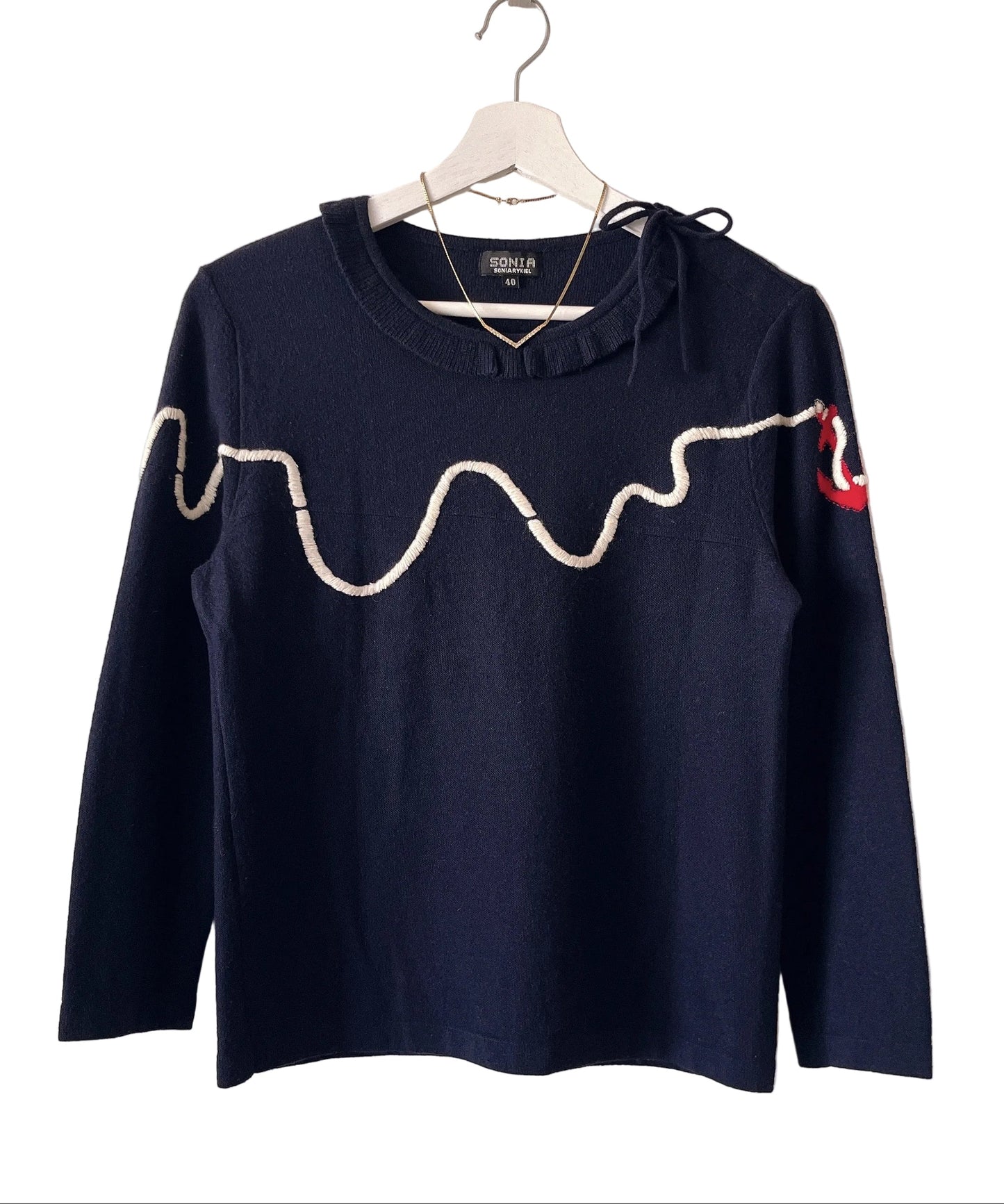 Sonia Rykiel embroidery navy sweater