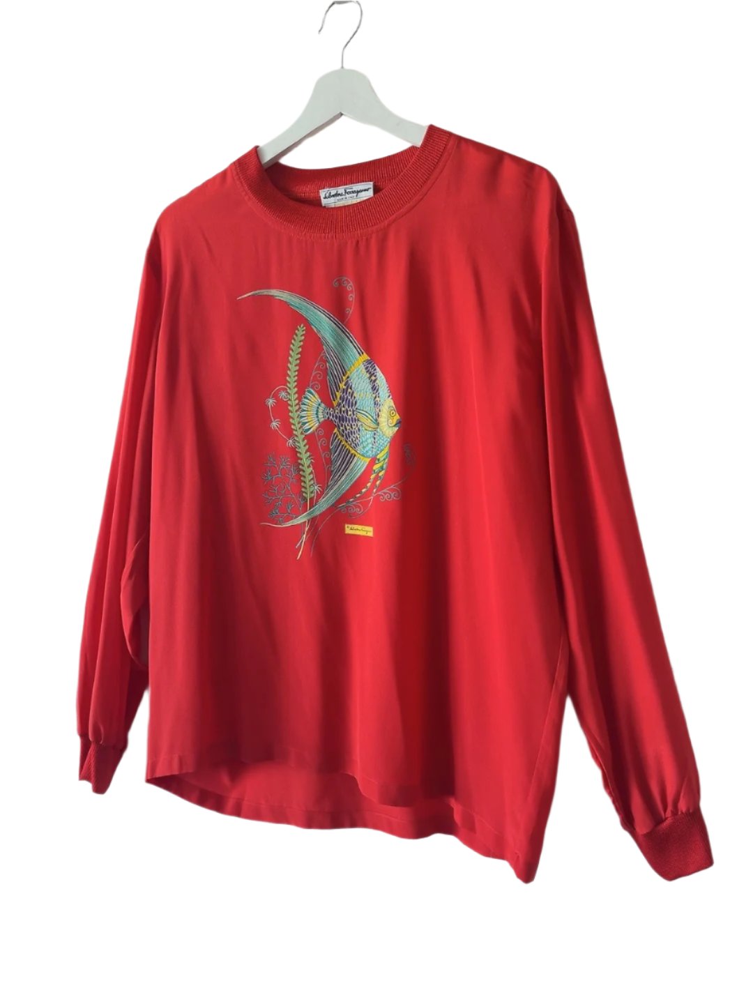 Salvatore Ferragamo fish motif silk top