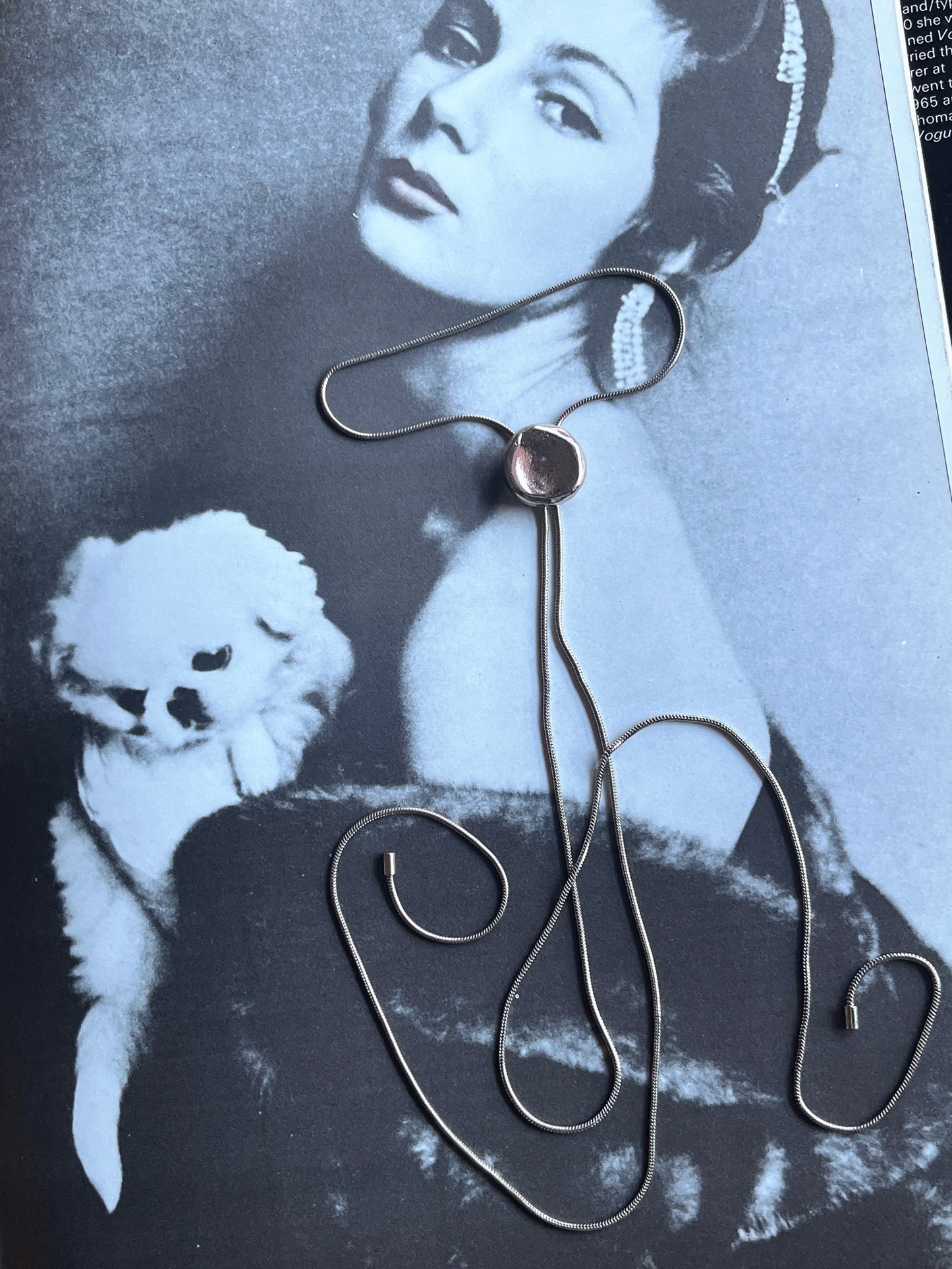 dots silver tie necklace