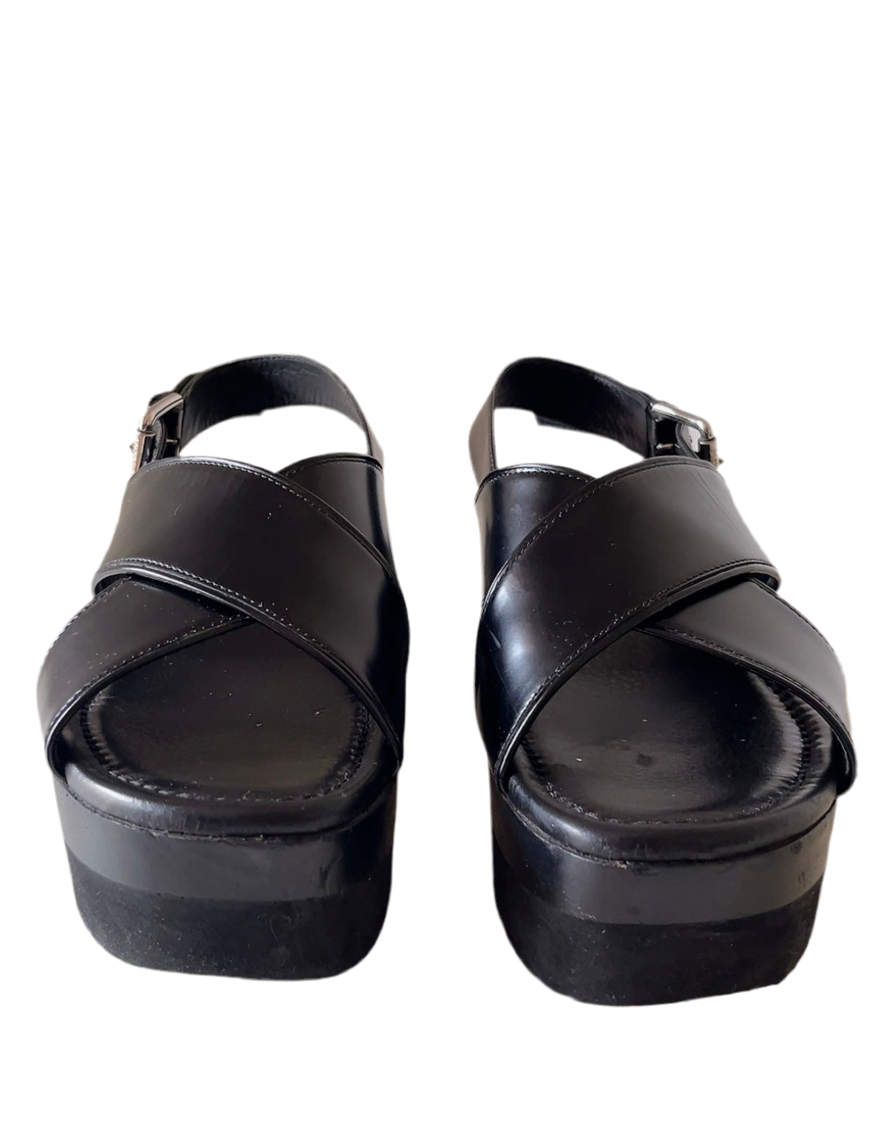 Max Mara black leather sandals