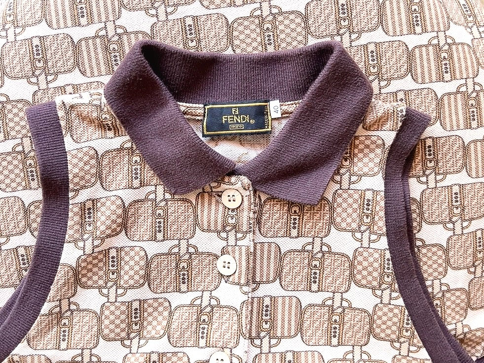FENDI vintage bag pattern polo tank top