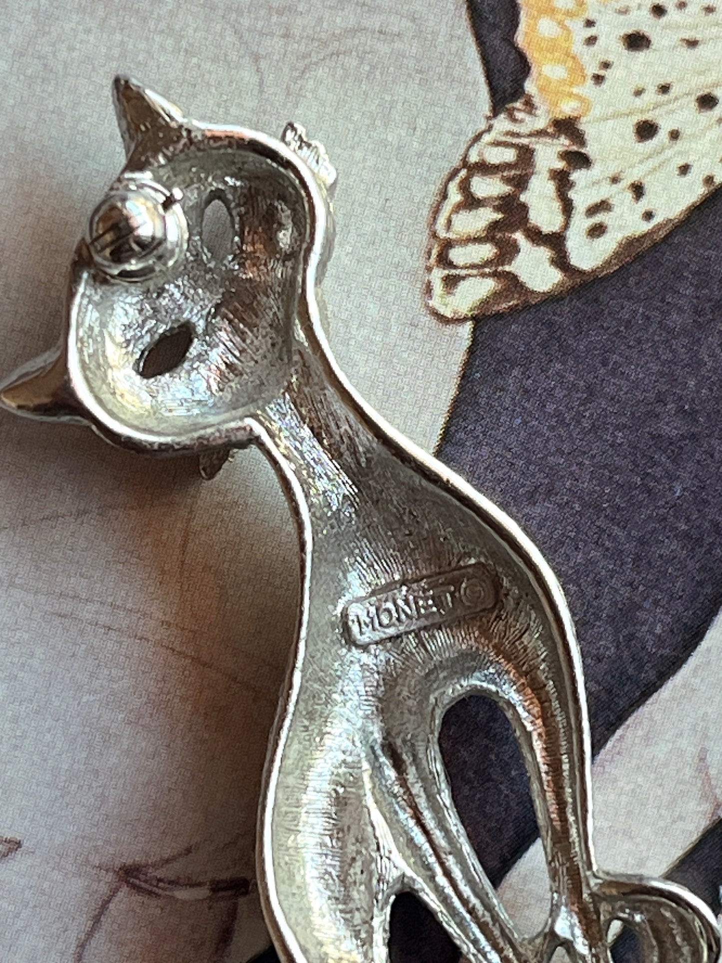 MONET vintage cat brooch