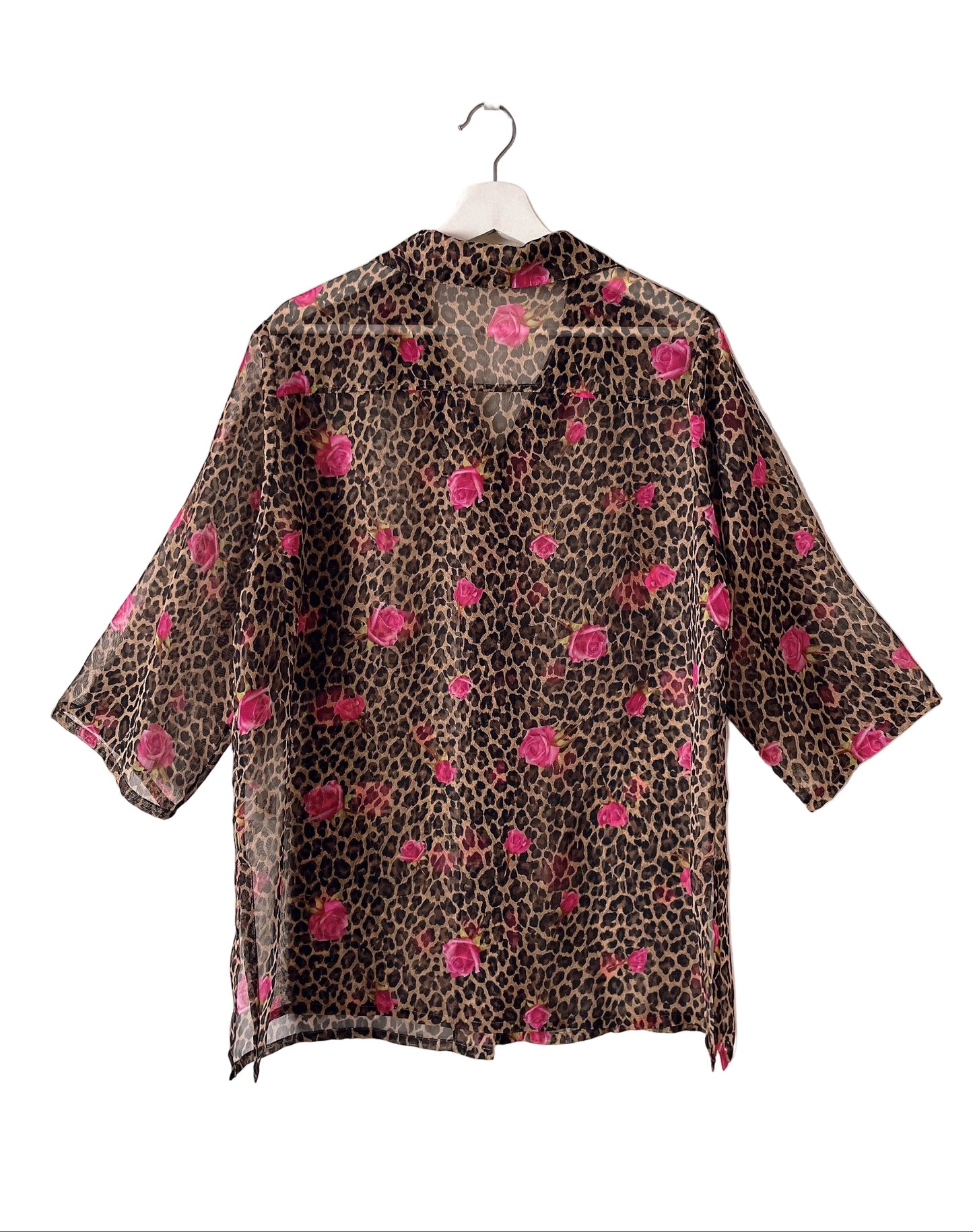 Italy made leopard × rose shirt