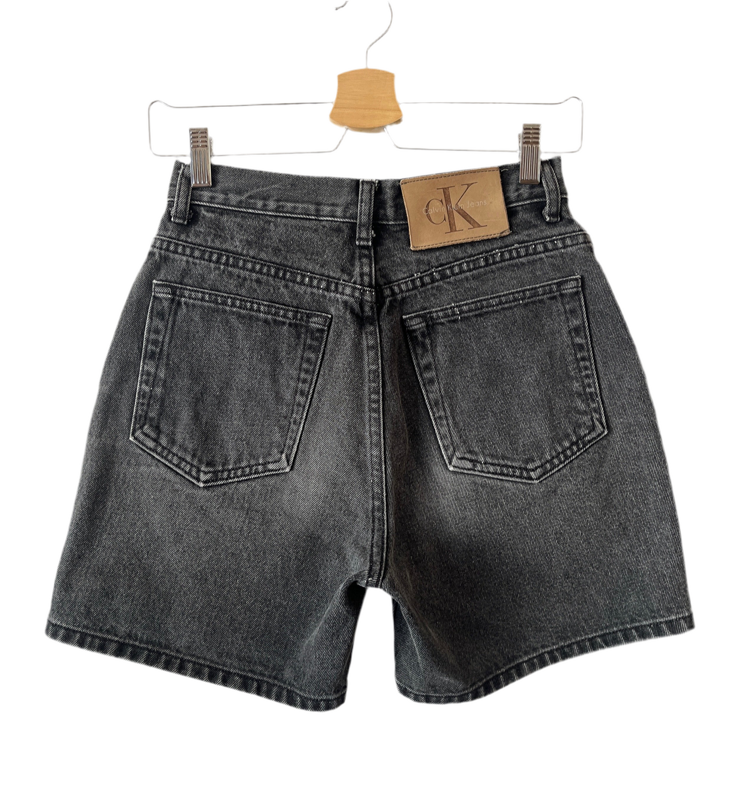 CK black denim shorts