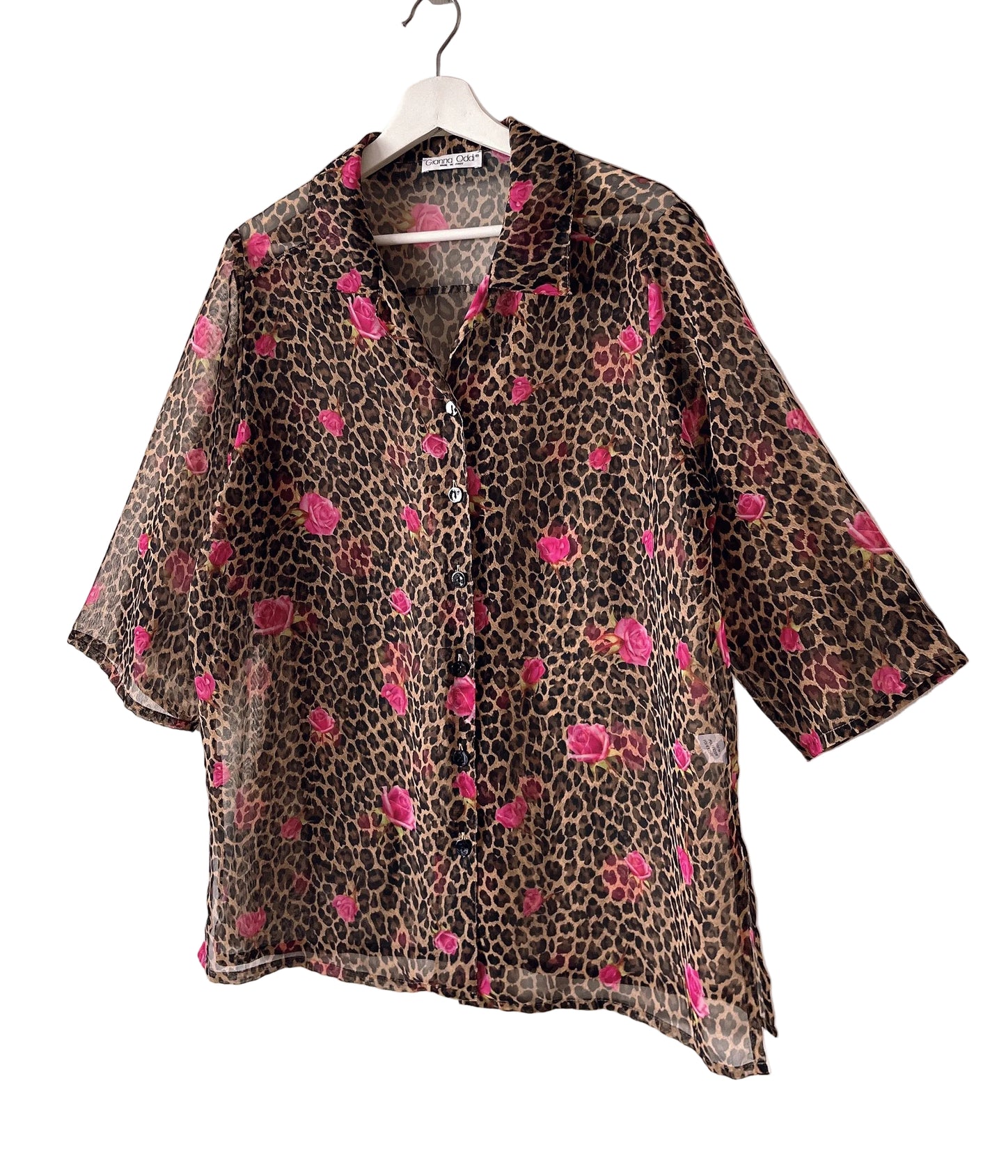 Italy made leopard × rose shirt