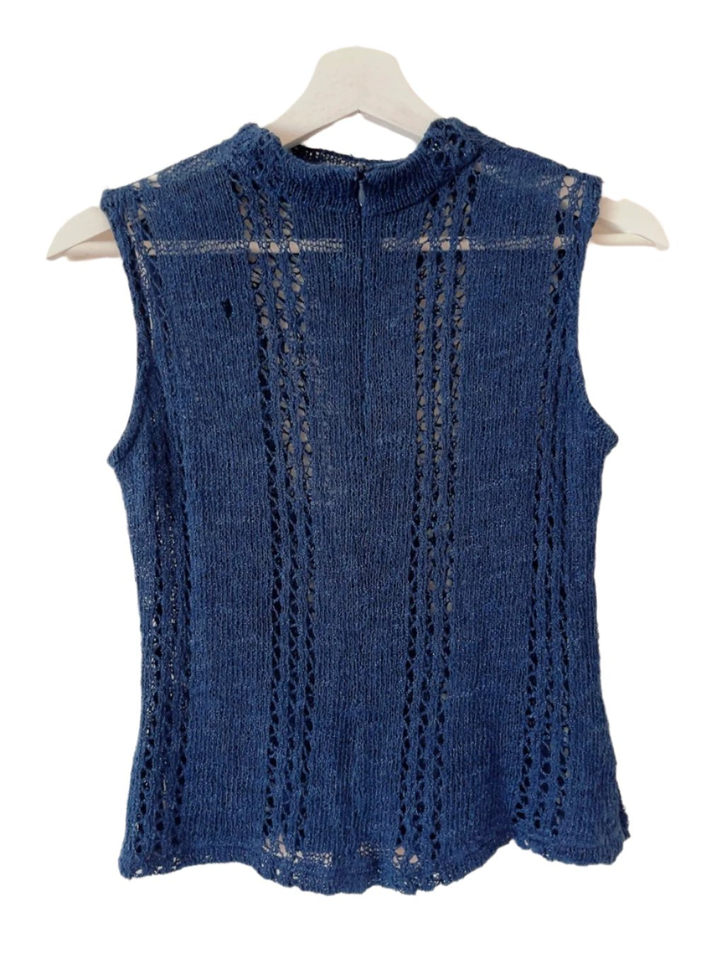 vintage linen navy knit tank top