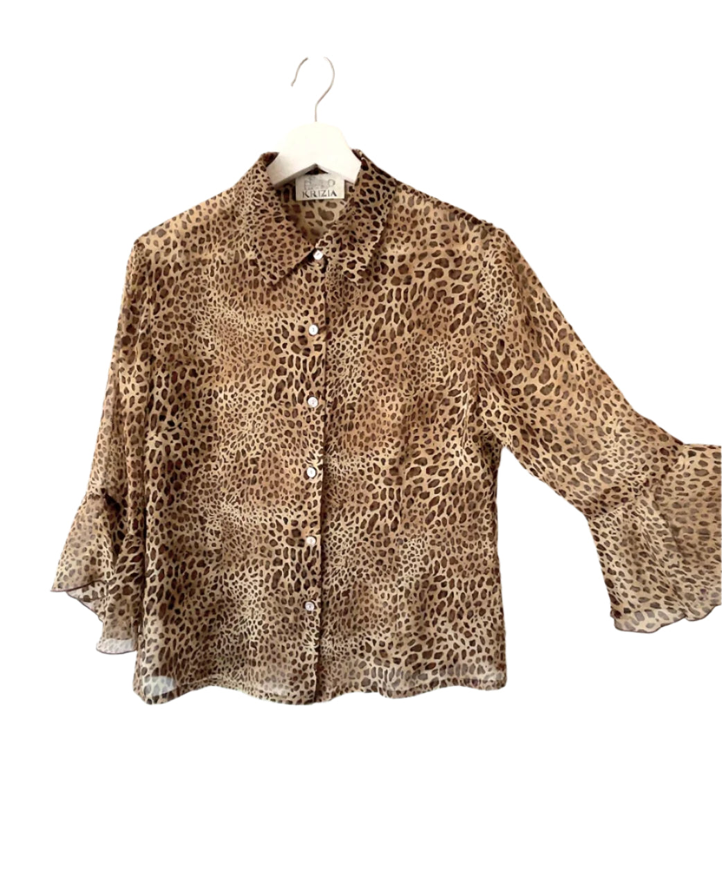 KRIZIA leopard see-though blouse