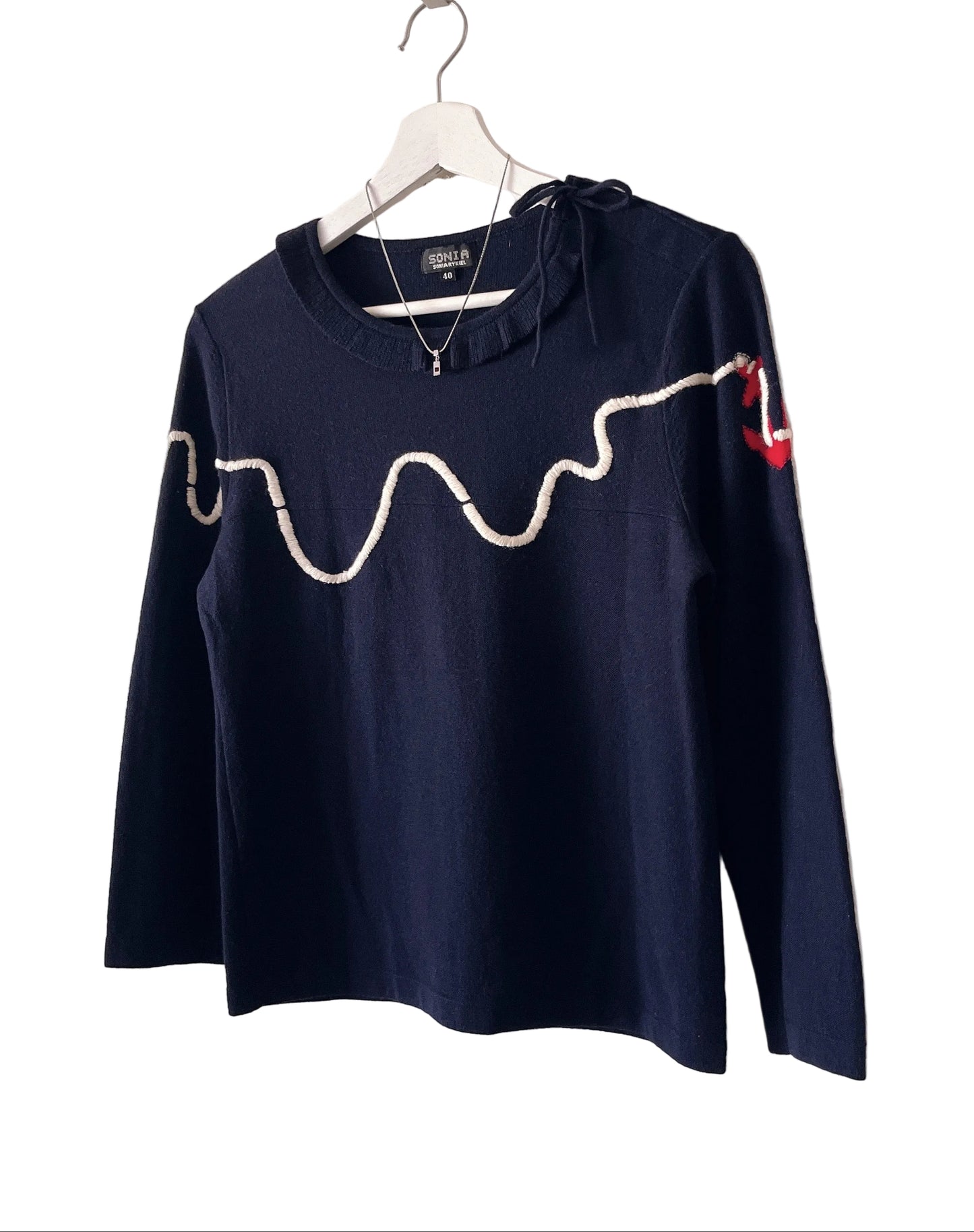 Sonia Rykiel embroidery navy sweater
