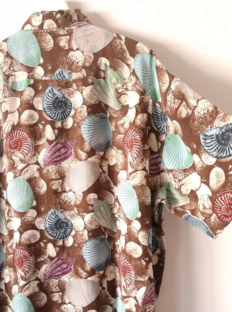 80s vintage shell motif silk shirt