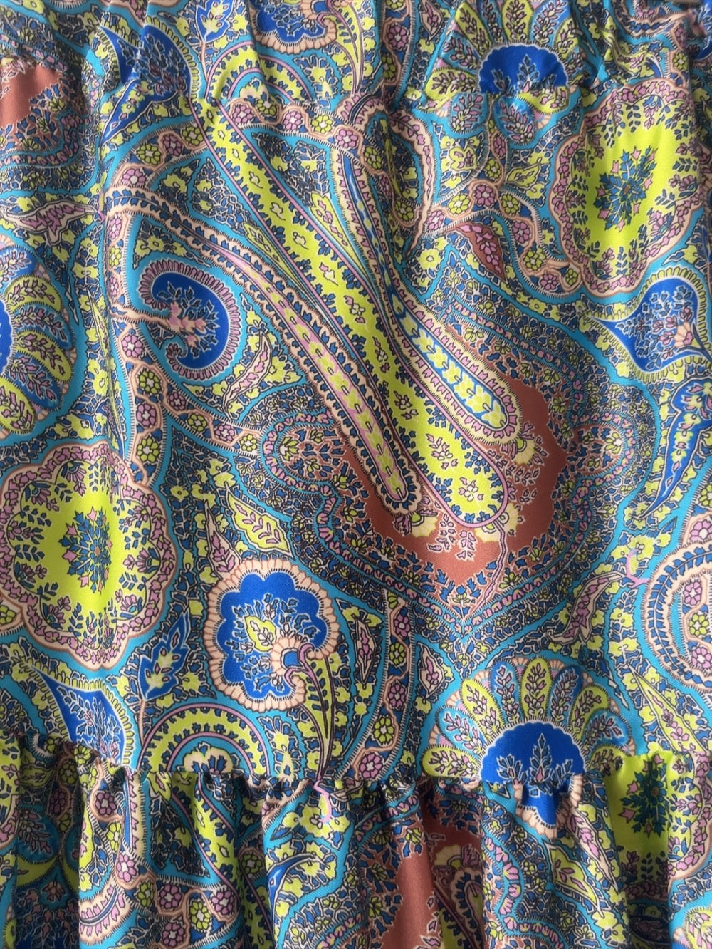 Italy made paisley long flare skirt