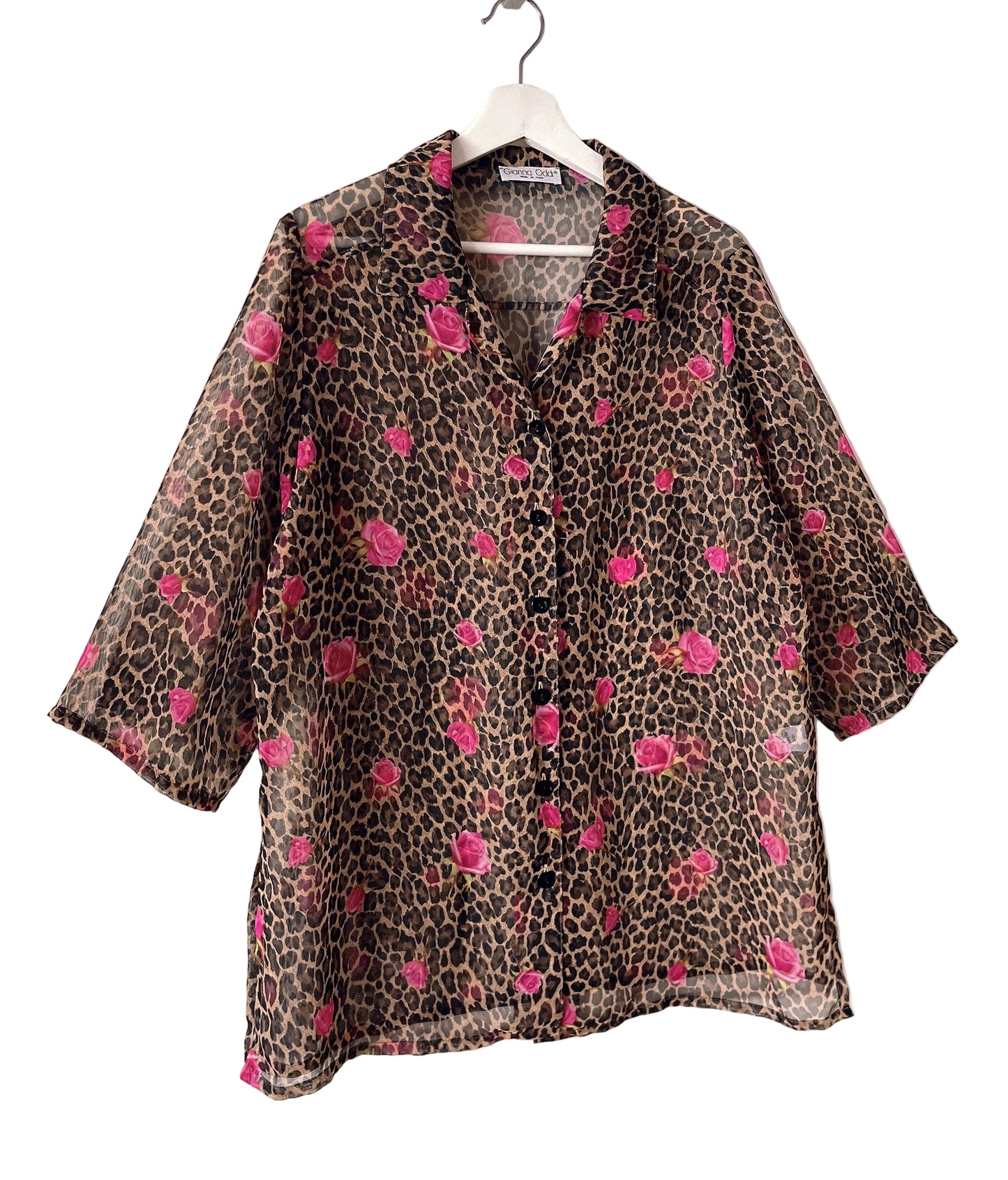 Italy made leopard × rose shirt