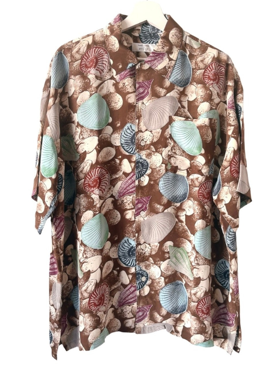 80s vintage shell motif silk shirt