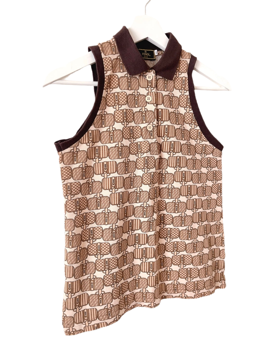 FENDI vintage bag pattern polo tank top