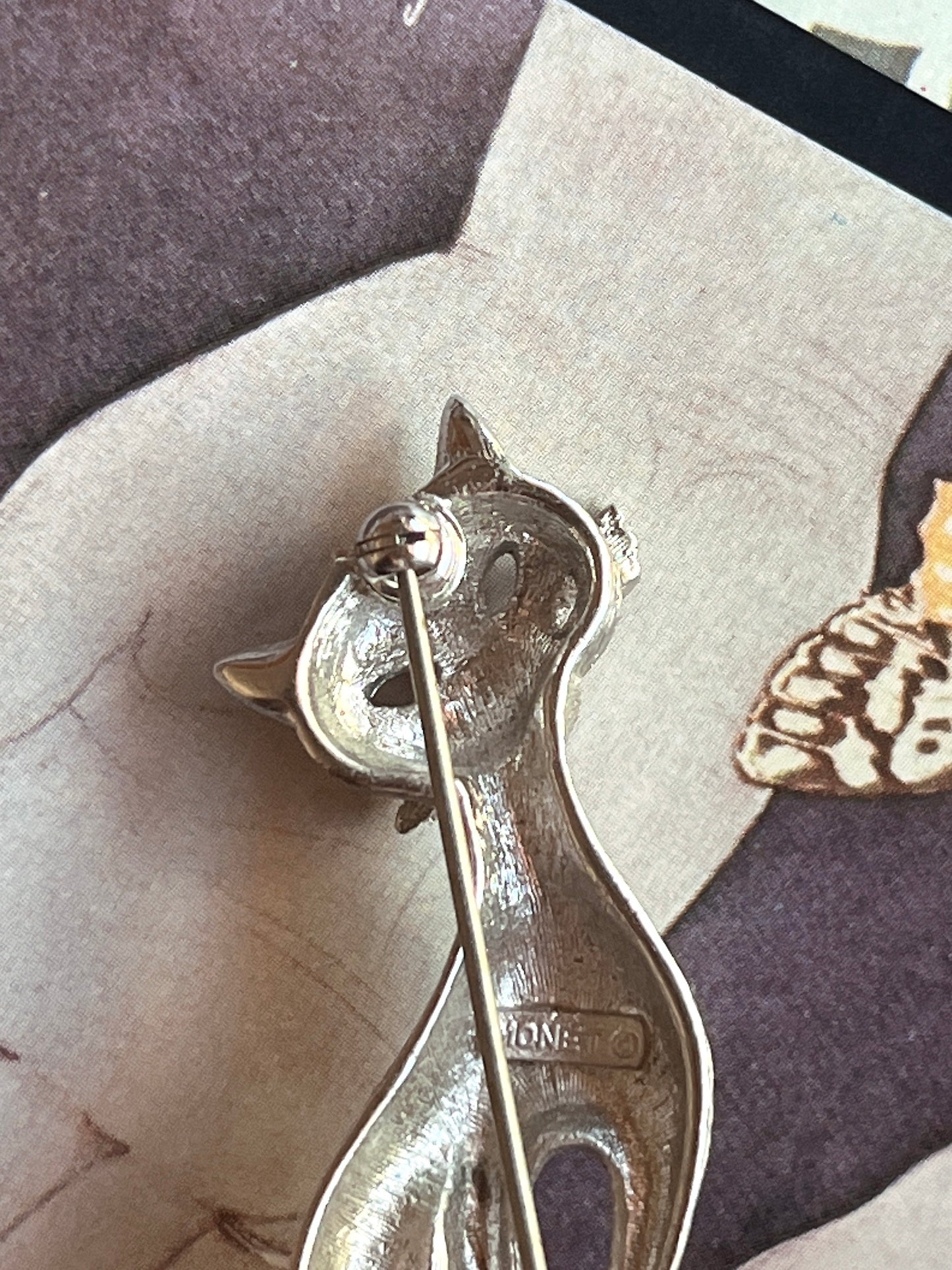 MONET vintage cat brooch