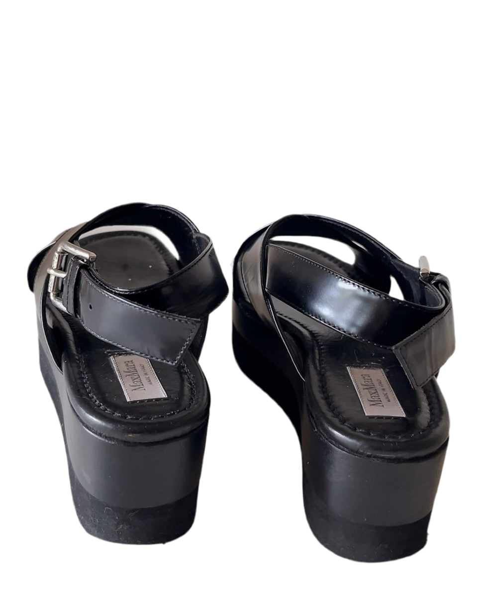 Max Mara black leather sandals