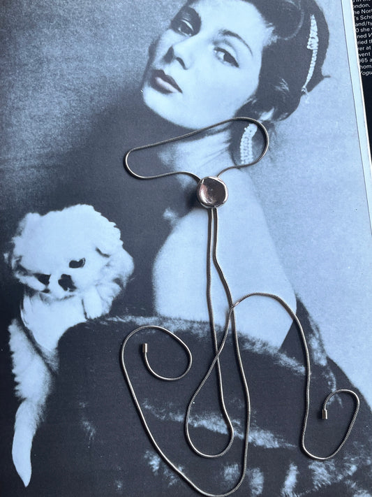 dots silver tie necklace