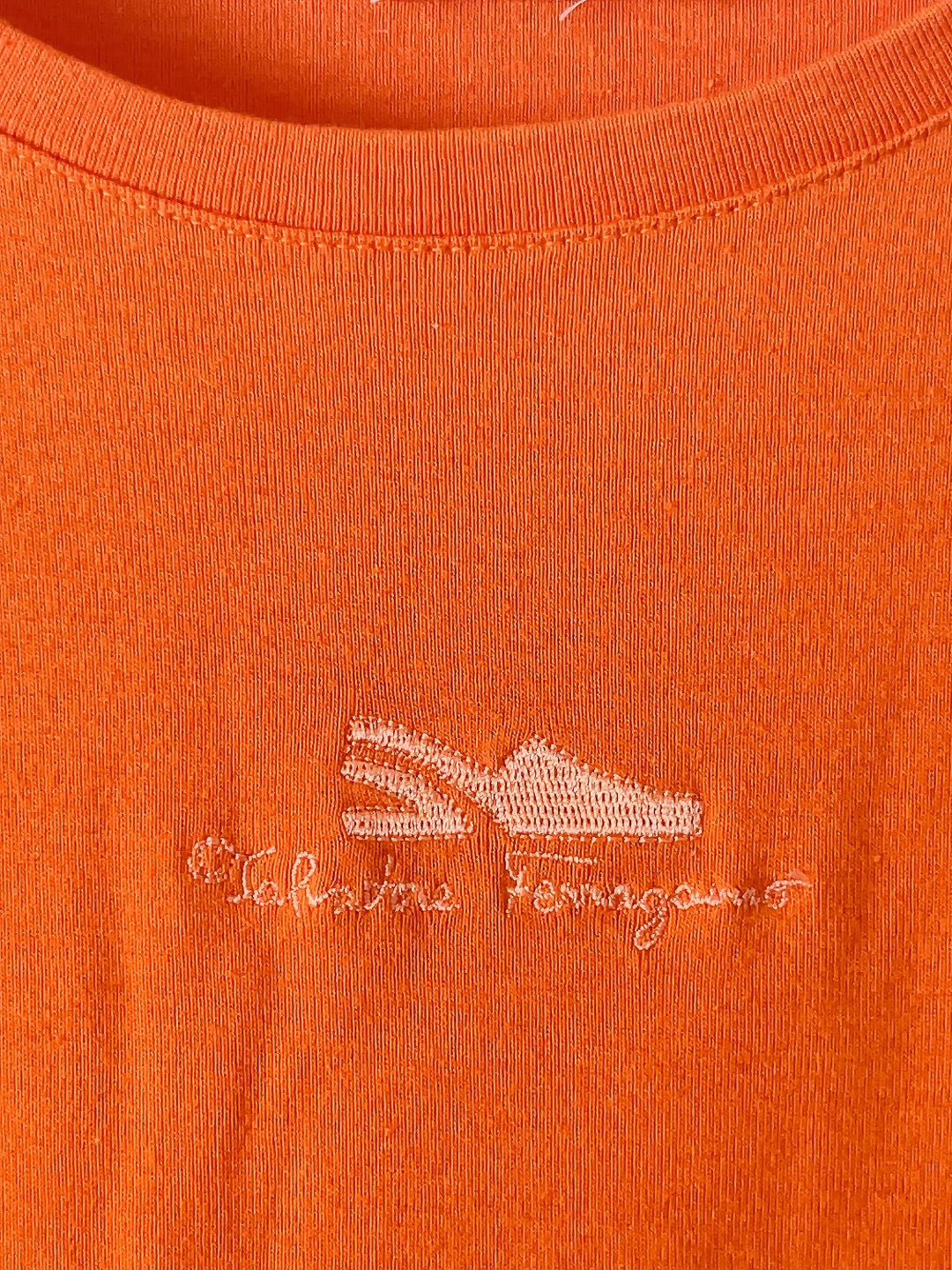 Salvatore Ferragamo shoe embroidery orange tank top