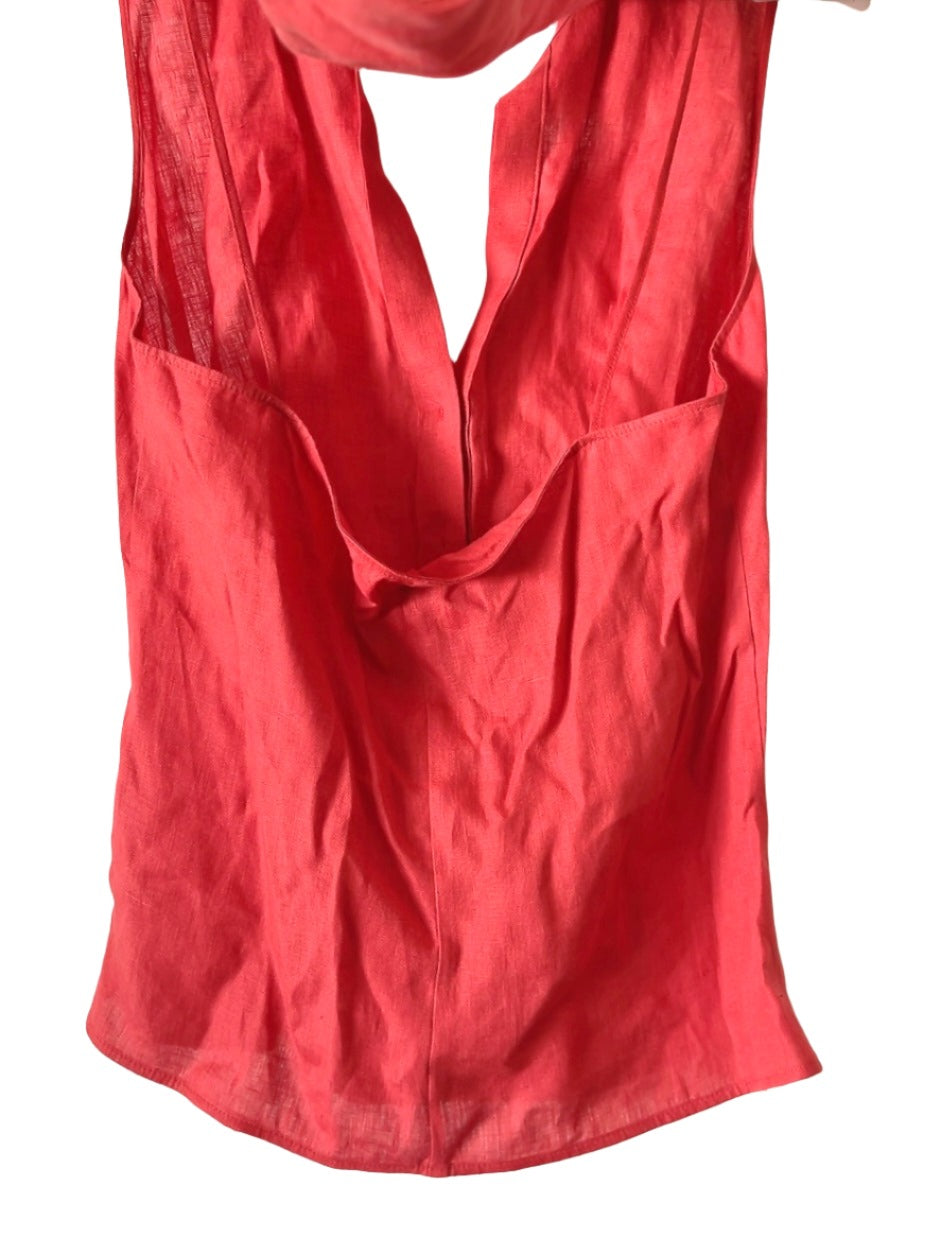 Max Mara vintage red linen sleeve less shirts tank top