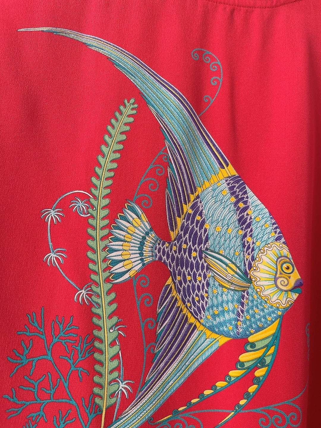 Salvatore Ferragamo fish motif silk top
