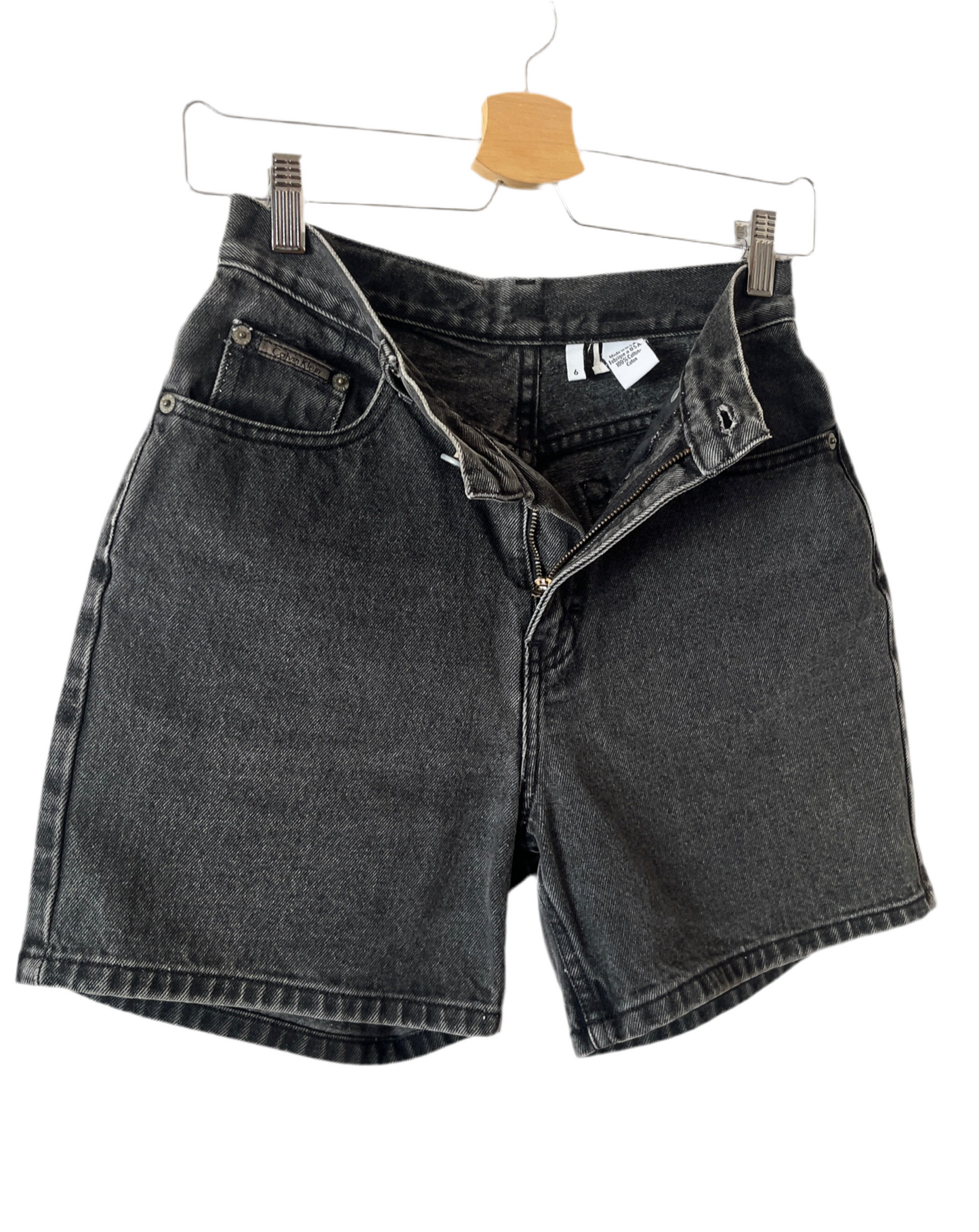 CK black denim shorts