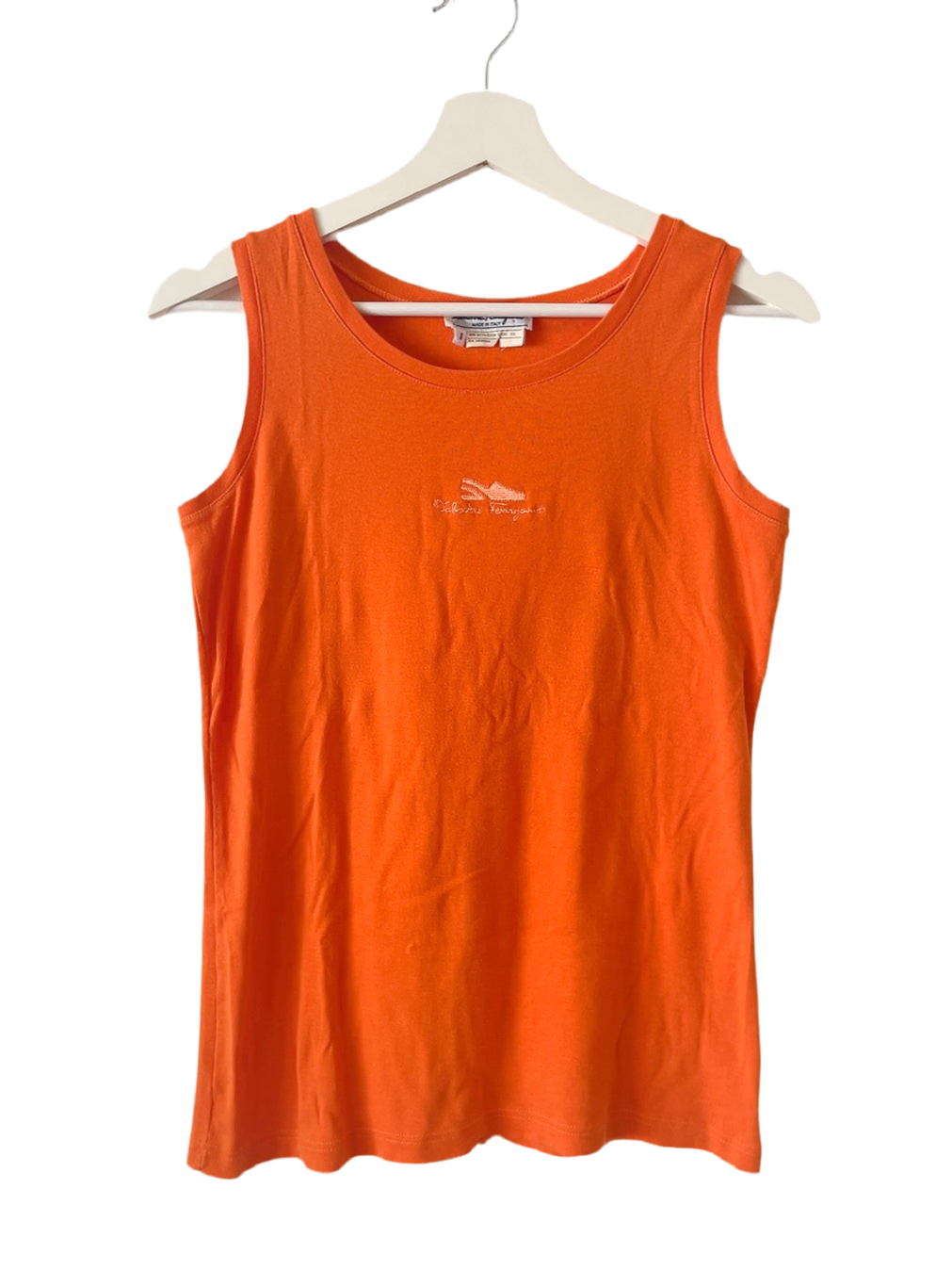 Salvatore Ferragamo shoe embroidery orange tank top