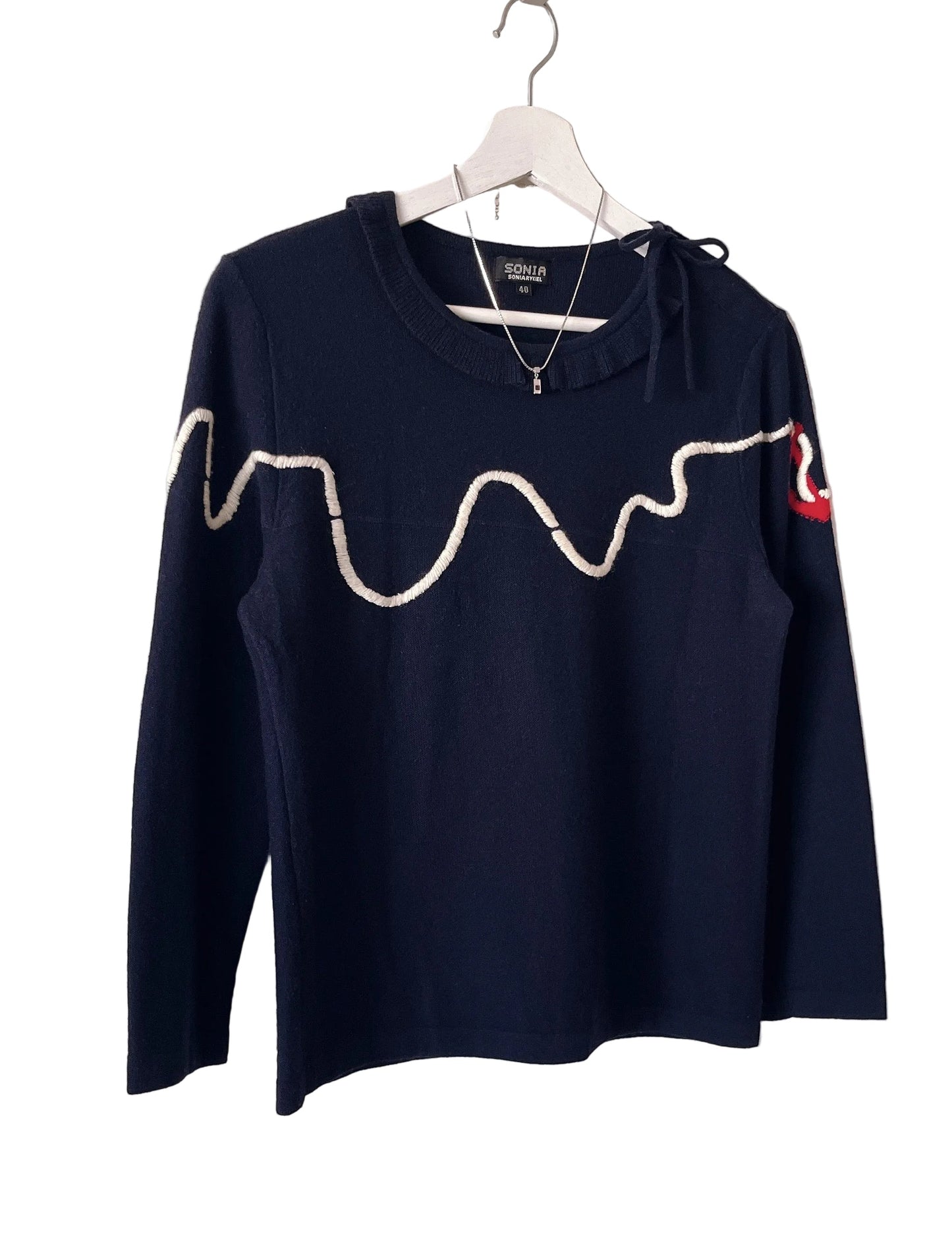 Sonia Rykiel embroidery navy sweater