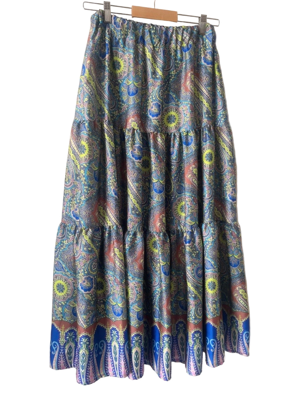Italy made paisley long flare skirt