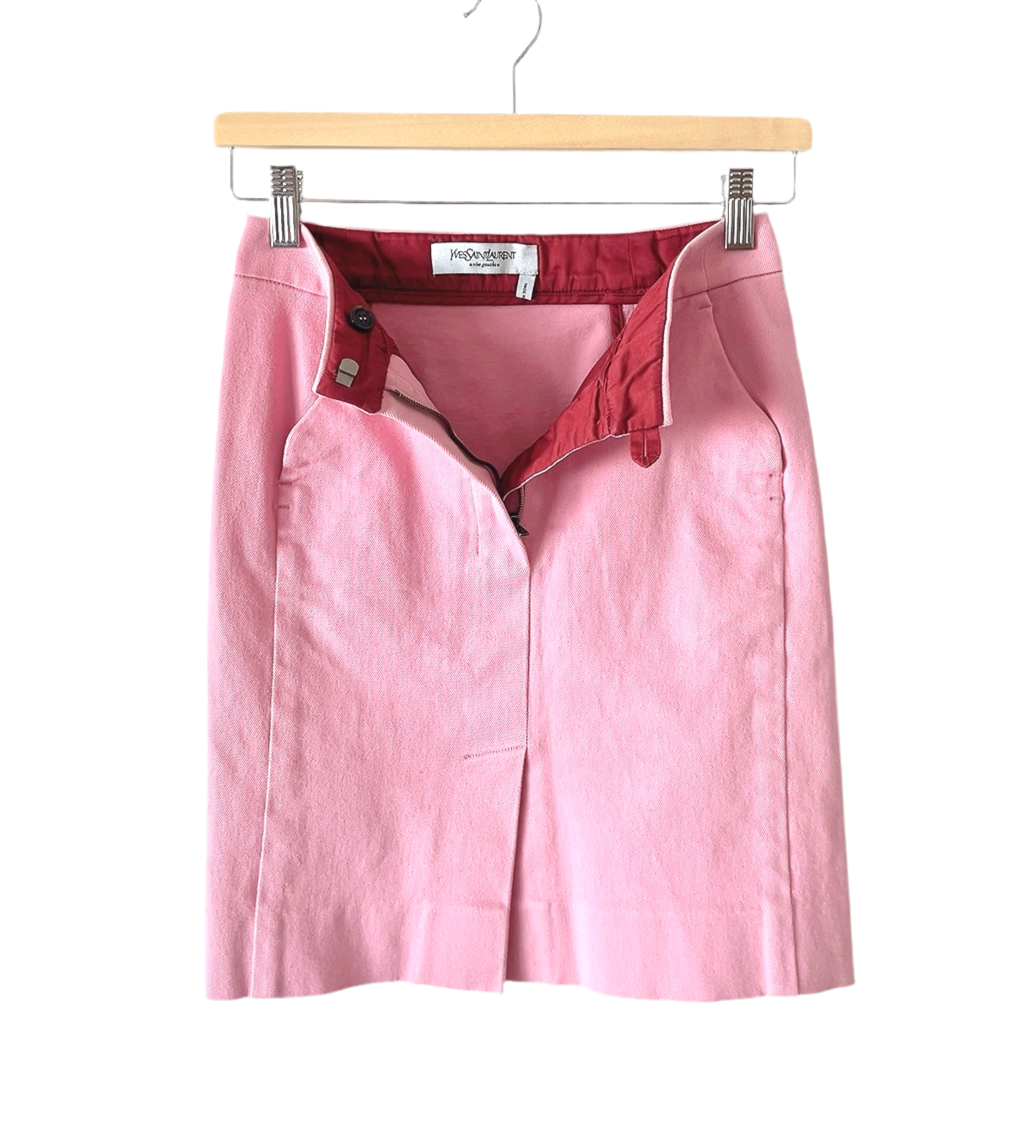 Yves Saint Laurent - rive gauche pink denim mini skirt