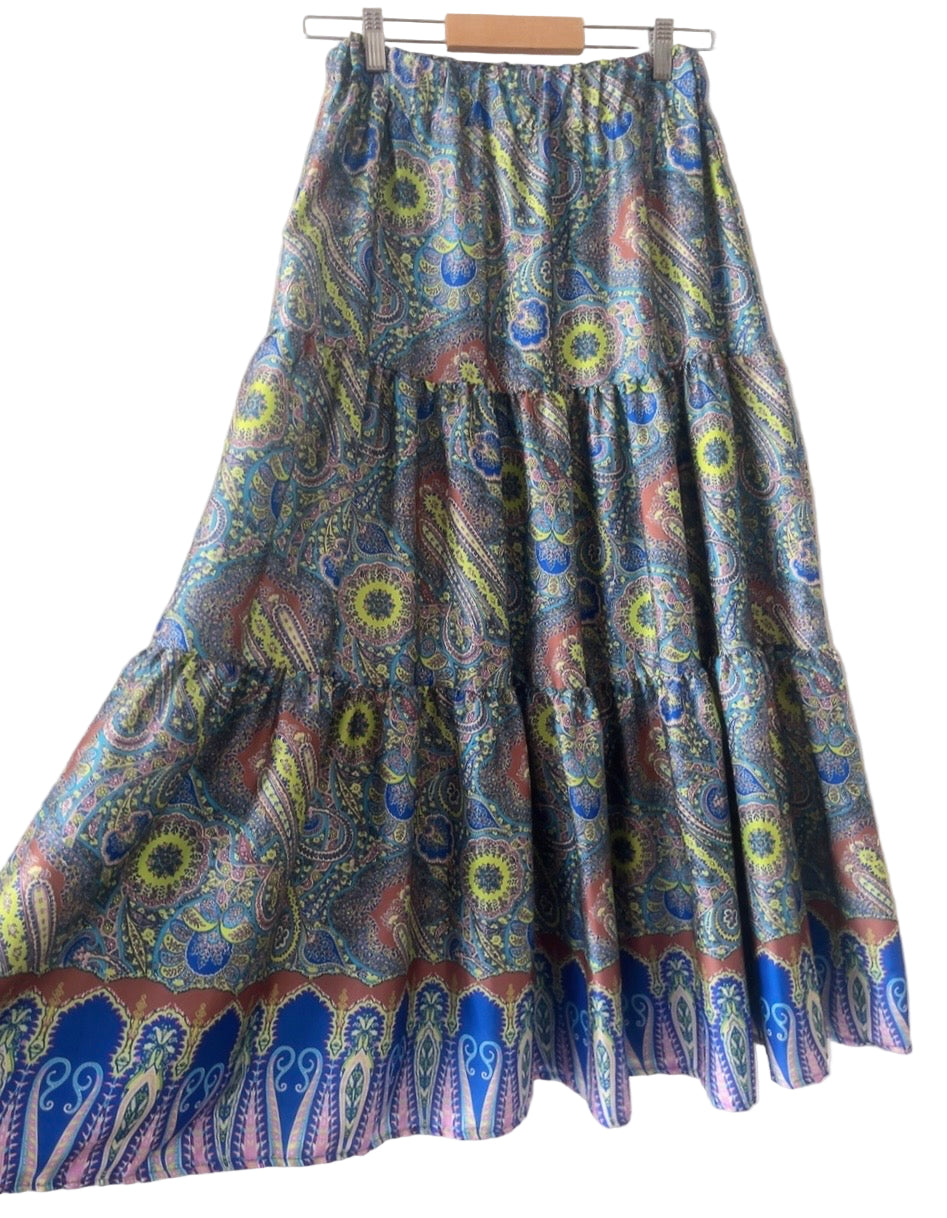 Italy made paisley long flare skirt