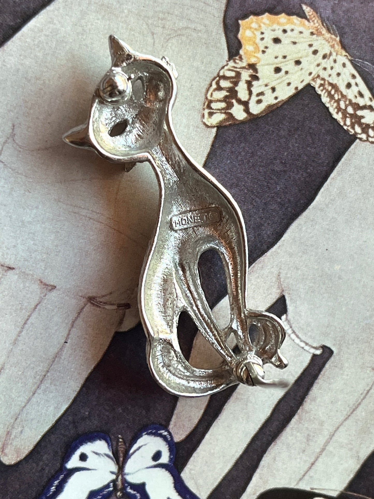 MONET vintage cat brooch