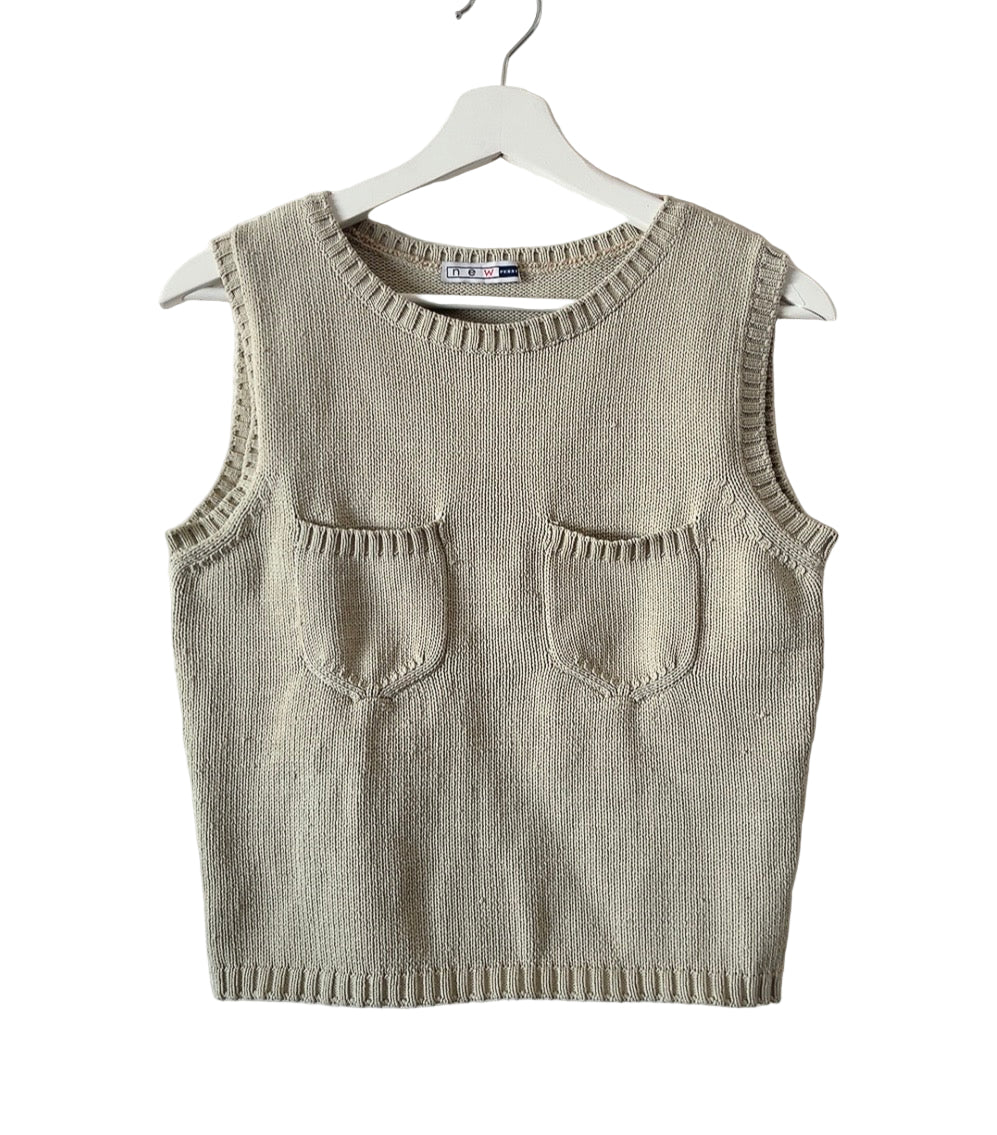 vintage gray knit vest tank top