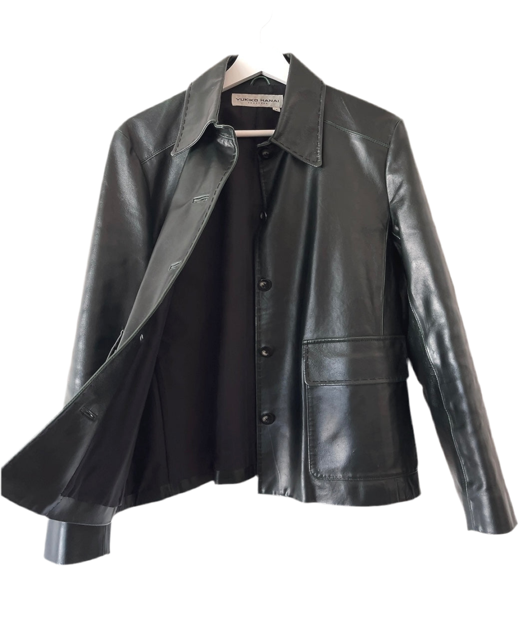 YOKIKO HANAI dark green leather jacket