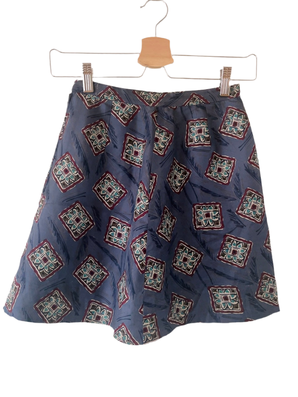 90s vintage silk pattern mini skirt