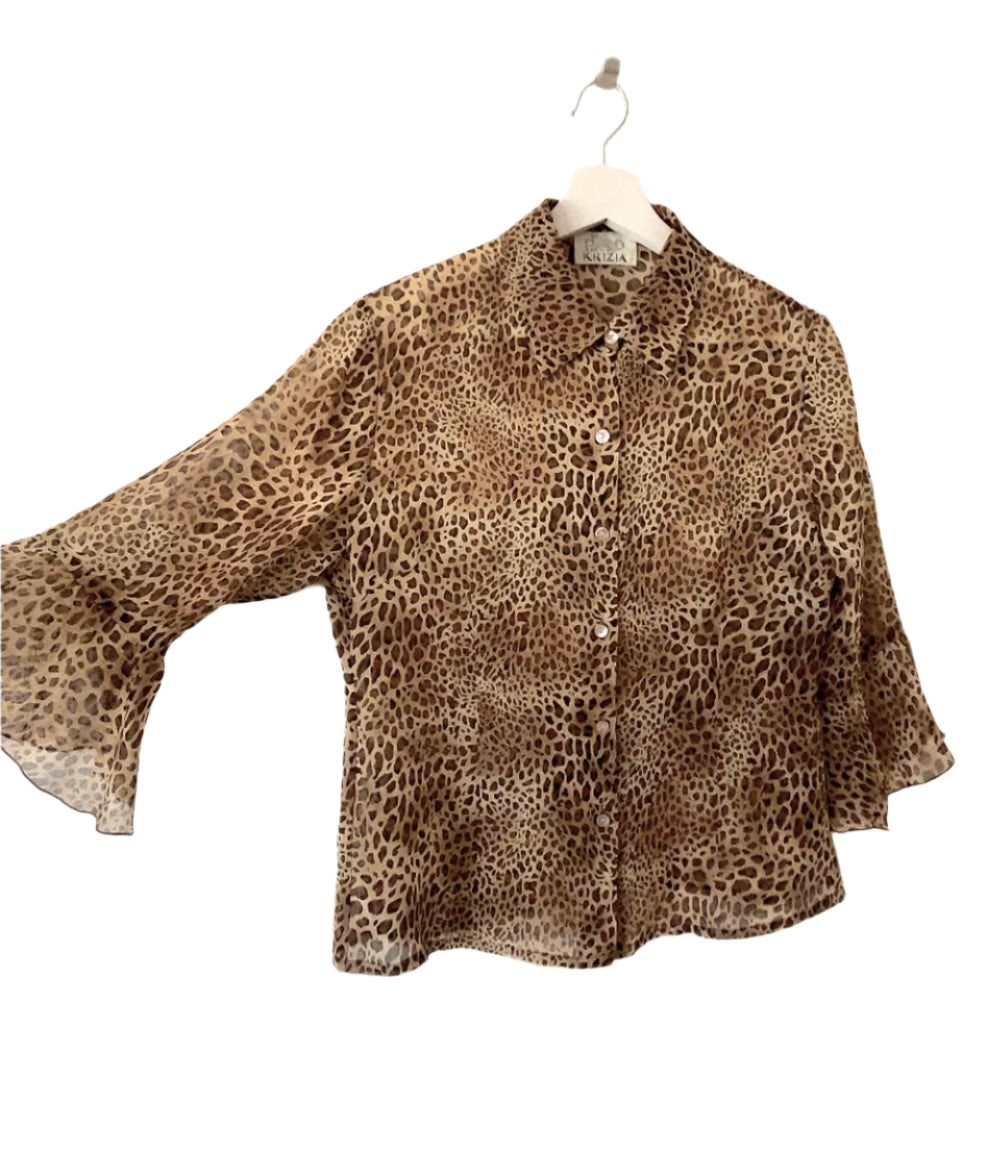 KRIZIA leopard see-though blouse