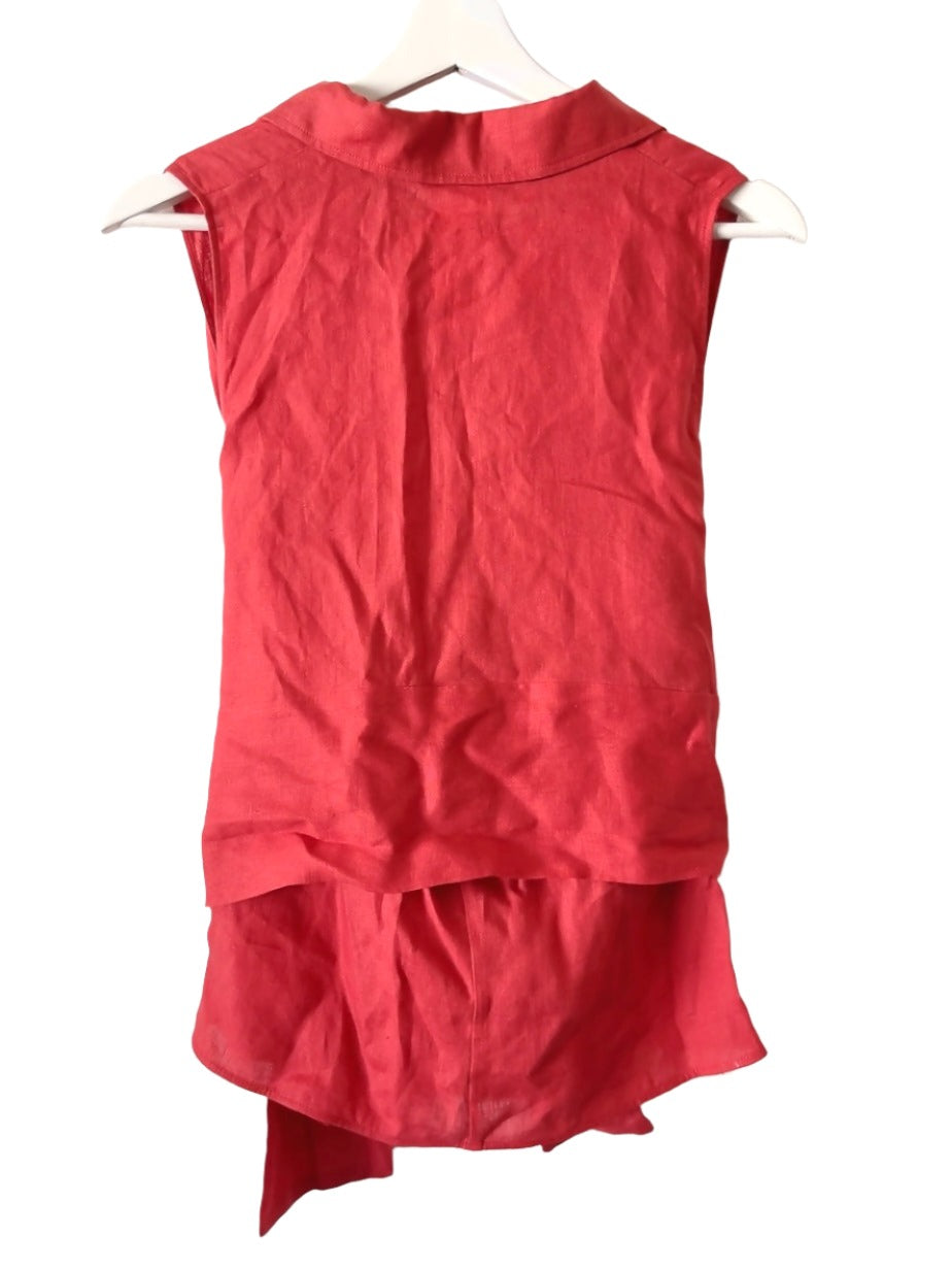 Max Mara vintage red linen sleeve less shirts tank top
